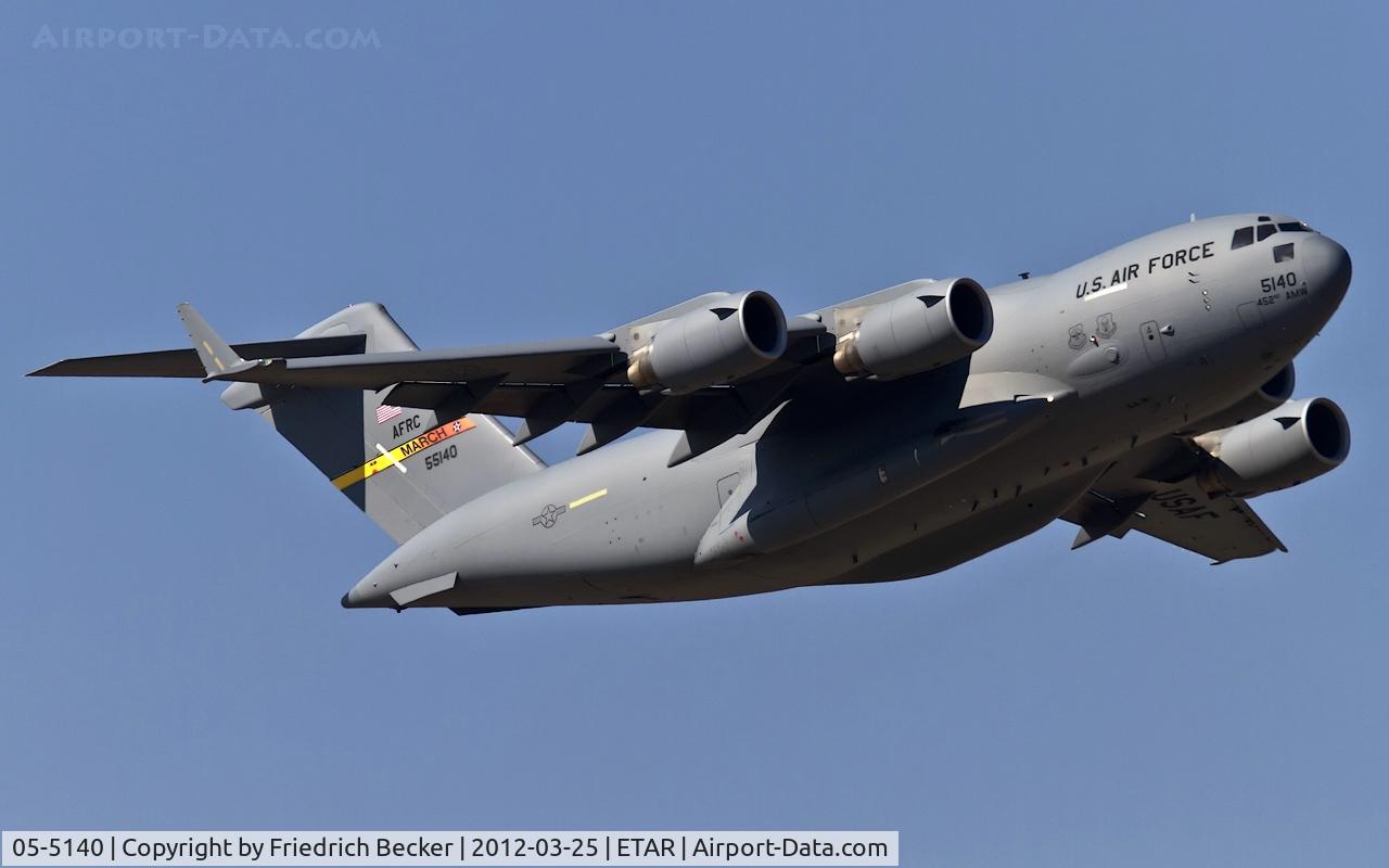 05-5140, 2007 Boeing C-17A Globemaster III C/N F-147/P-140, departure from Ramstein AB