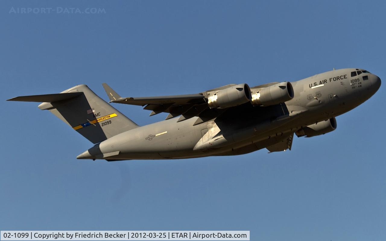 02-1099, 2002 Boeing C-17A Globemaster III C/N P-99, departure from Ramstein AB