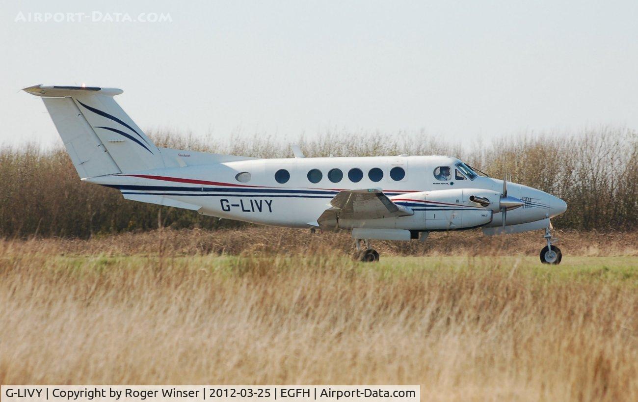 G-LIVY, 1977 Beech 200 Super King Air C/N BB-209, Super King Air of Dragonfly Aviation Services prior to departure. New owners and re-registered G-FLYW on 18 December 2012.