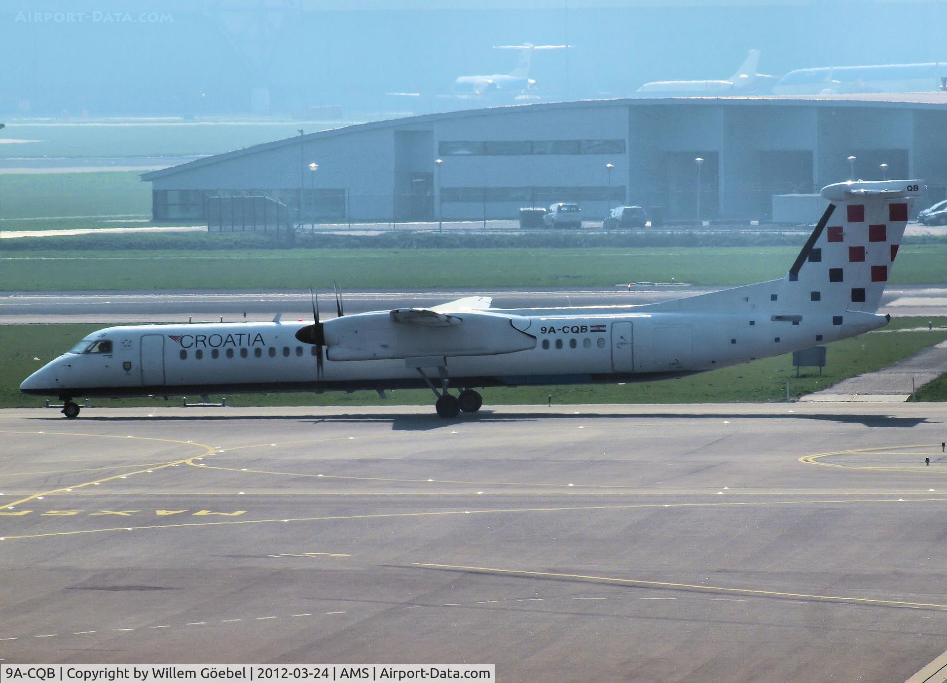 9A-CQB, 2008 De Havilland Canada DHC-8-402Q Dash 8 C/N 4211, Arrival on Schiphol Airport and taxi to the gate