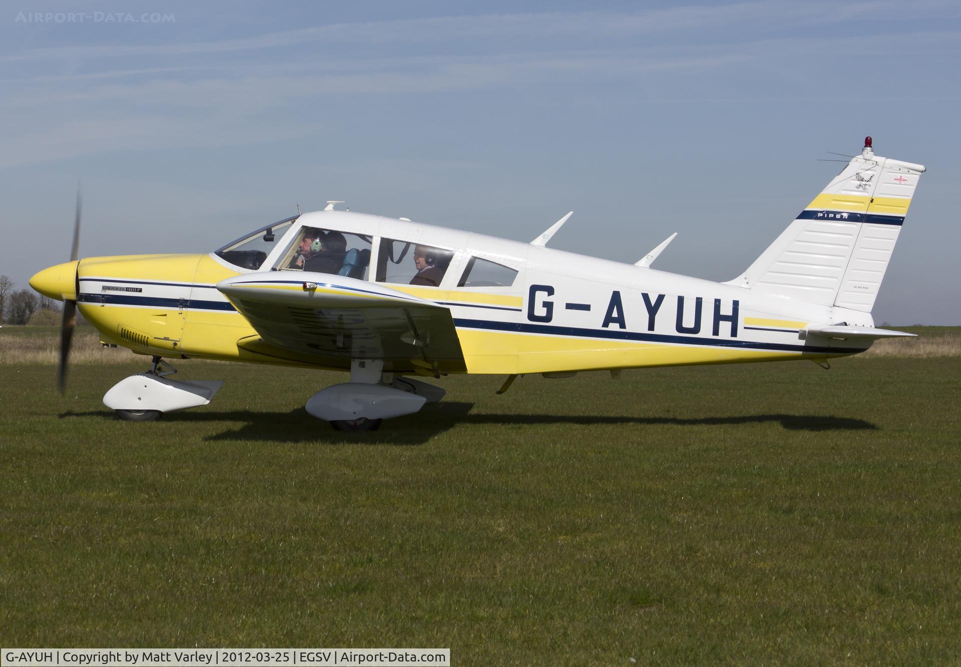 G-AYUH, 1970 Piper PA-28-180 Cherokee C/N 28-7105042, Awaiting departure clearance.