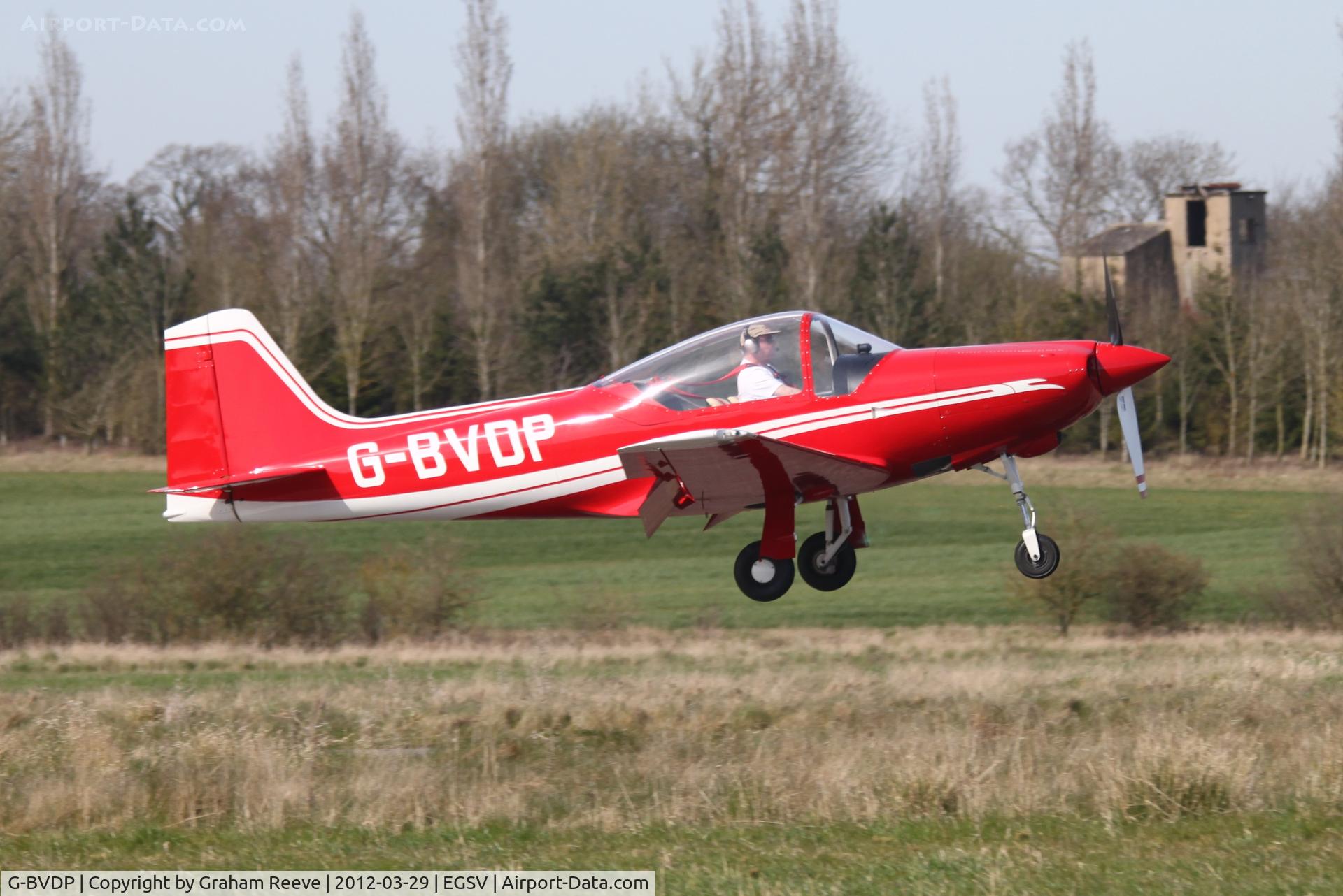 G-BVDP, 2003 Aeromere F-8L Falco III C/N PFA 100-10879, About to touch down.