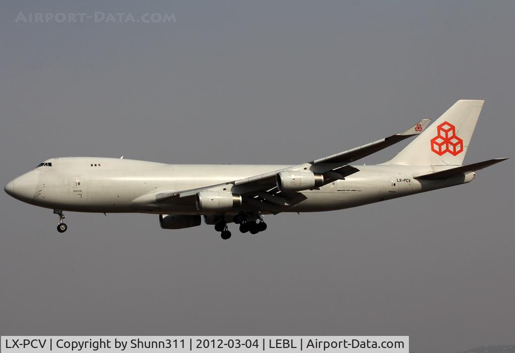 LX-PCV, 1999 Boeing 747-4R7F/SCD C/N 29732, Landing rwy 25R without titles...