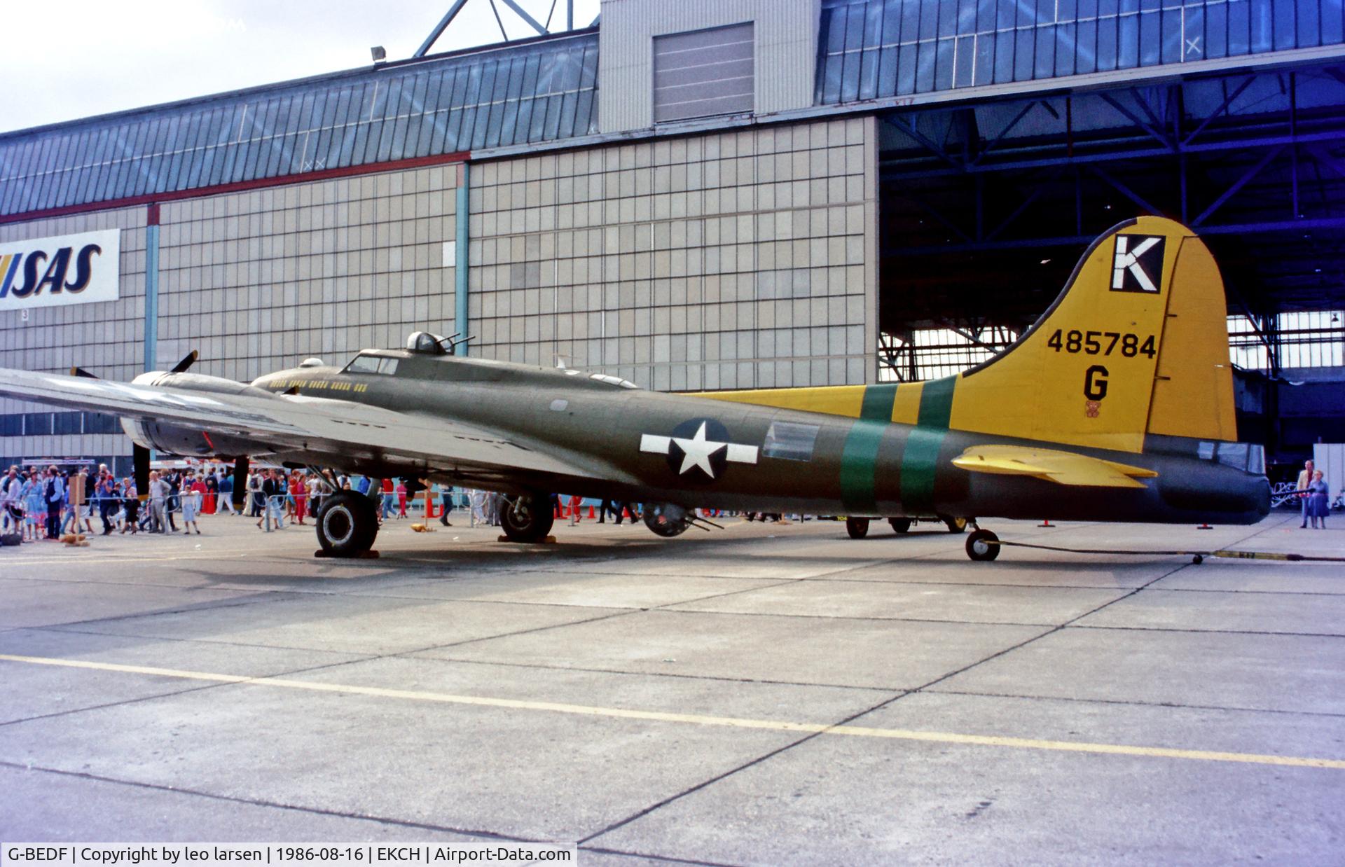 G-BEDF, 1944 Boeing B-17G Flying Fortress C/N 8693, SAS 40 th anniversary Copenhagen Kastrup 16.8.86