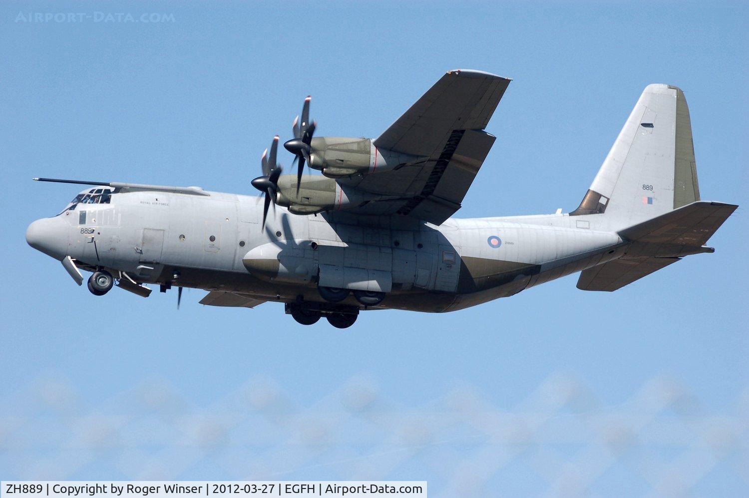 ZH889, 2000 Lockheed Martin C-130J Hercules C.5 C/N 382-5500, Over the fence. RAF Brize Norton Transport Wing Hercules C.5 coded 889 makes a low pass over the airport.