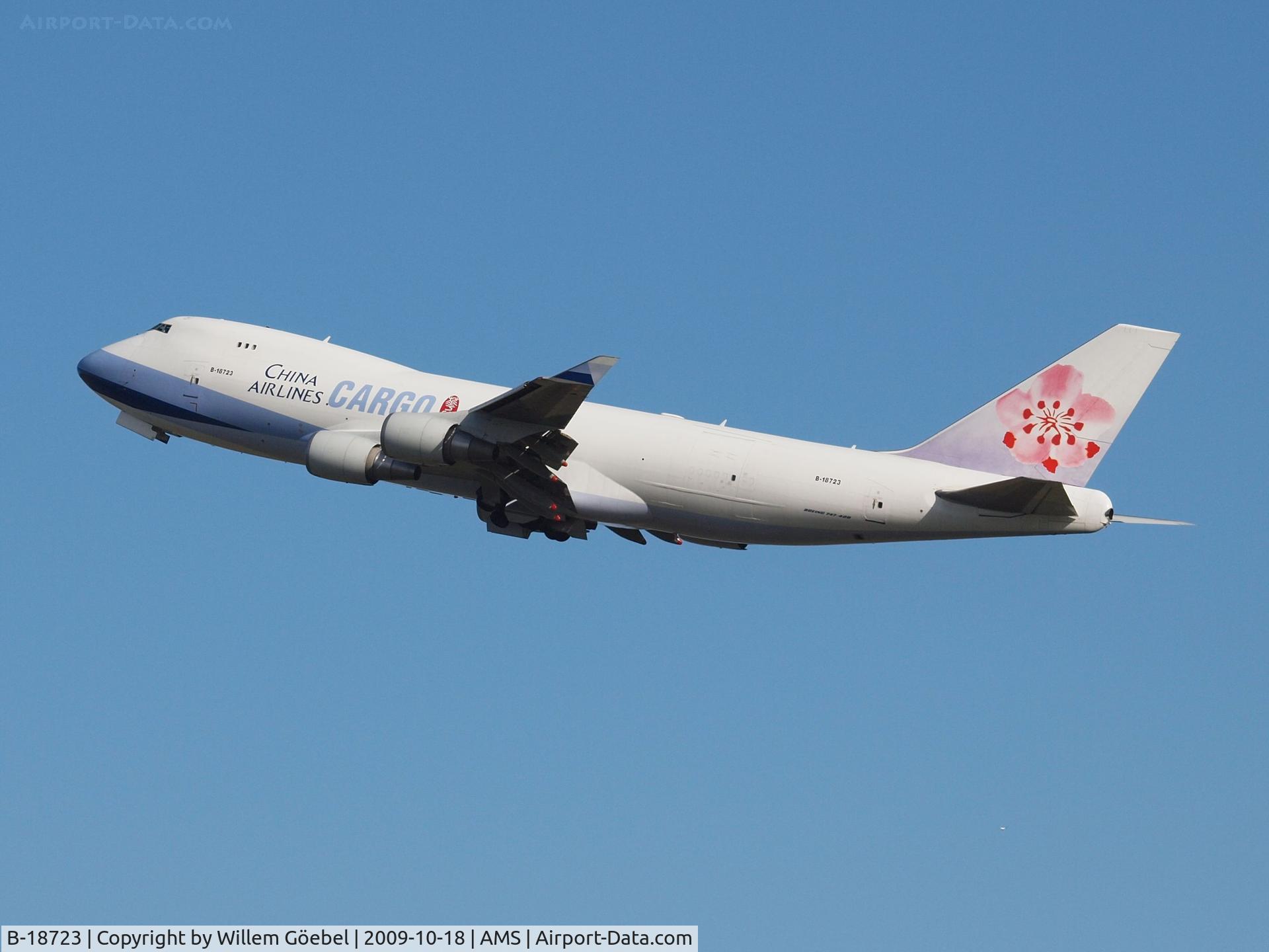 B-18723, 2006 Boeing 747-409F C/N 34266, Take off from Schiphol Airport from runway C36