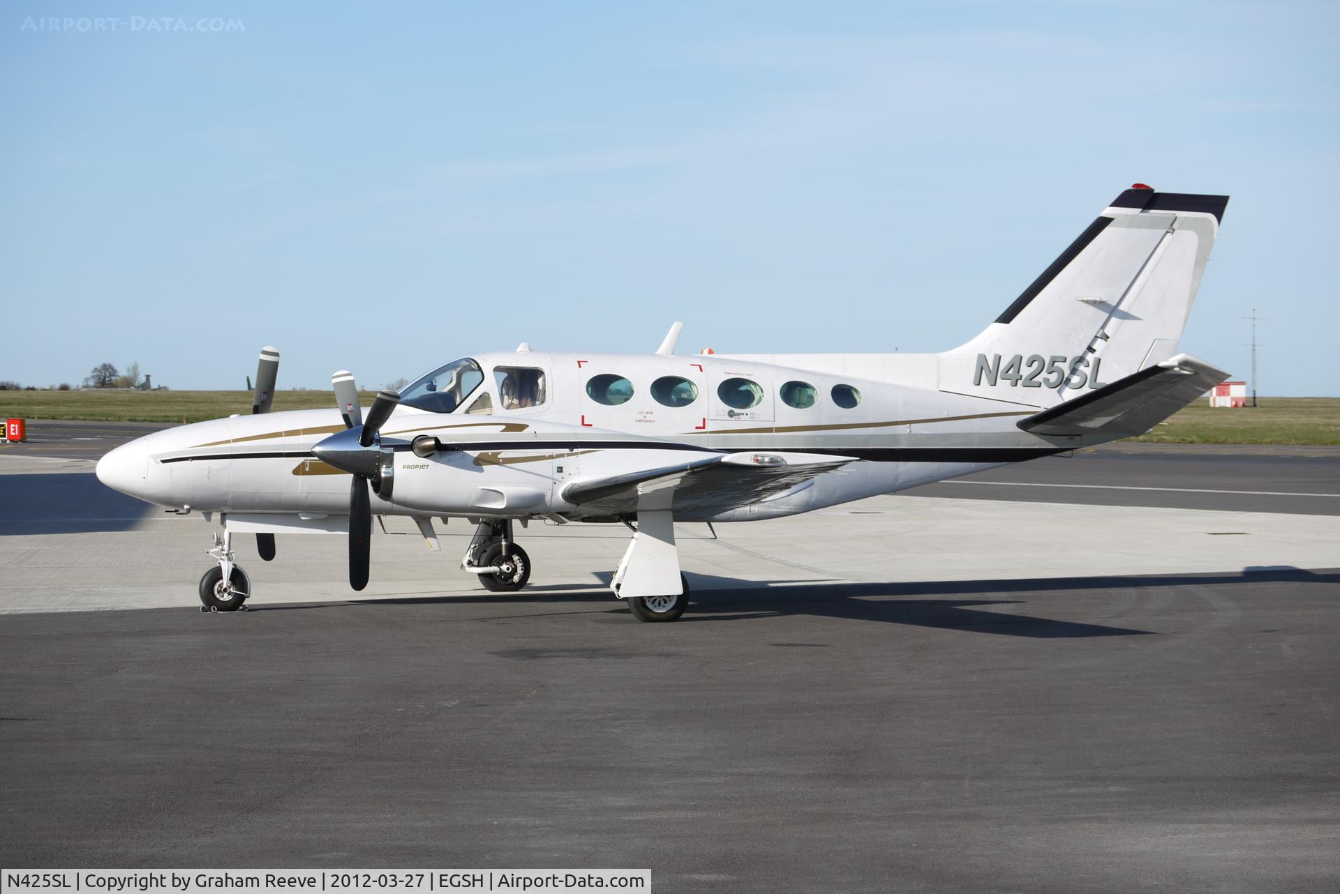 N425SL, 1987 Cessna 425 Conquest I C/N 425-0236, Parked at Norwich.