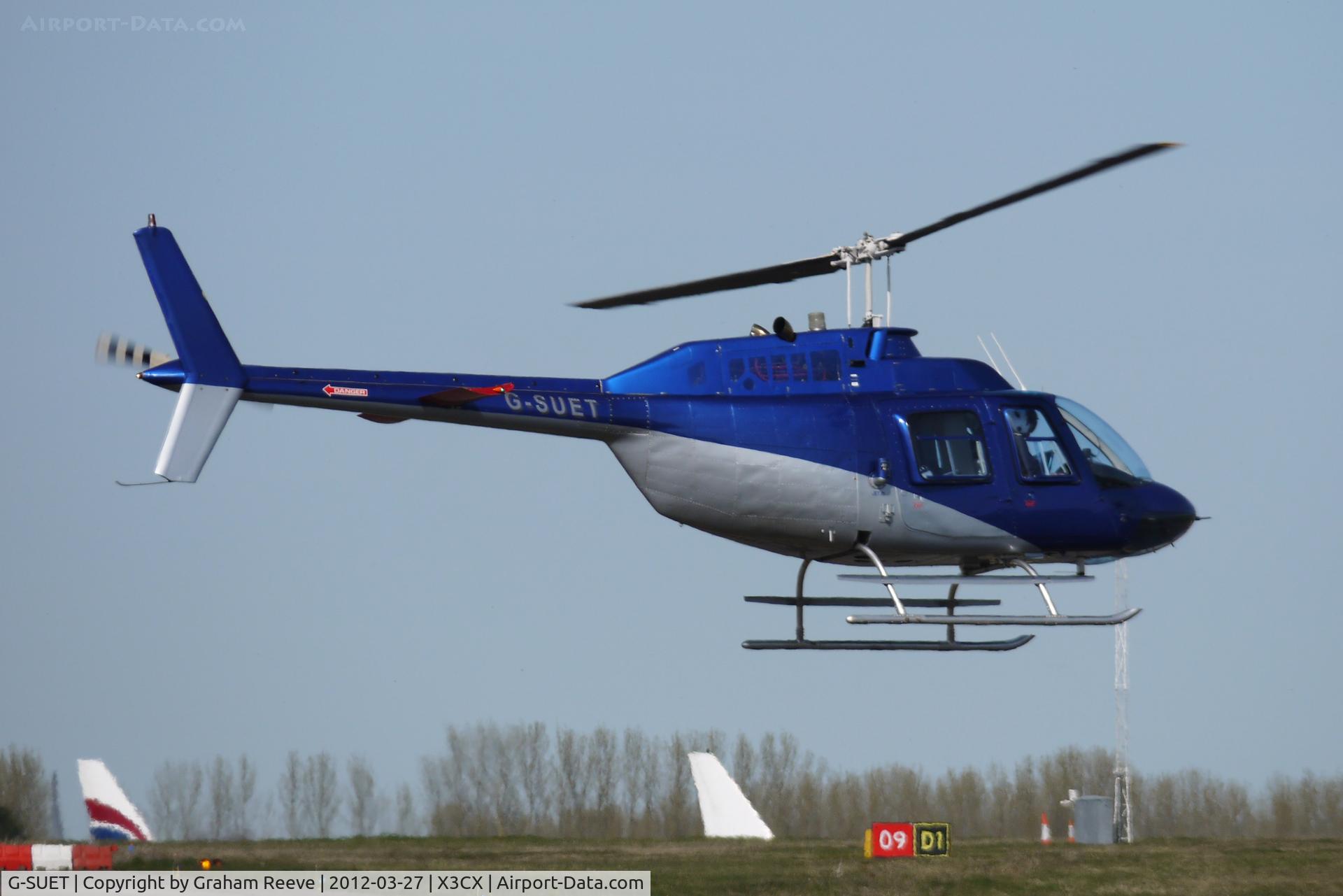 G-SUET, 1968 Bell 206B JetRanger II C/N 314, Departing.