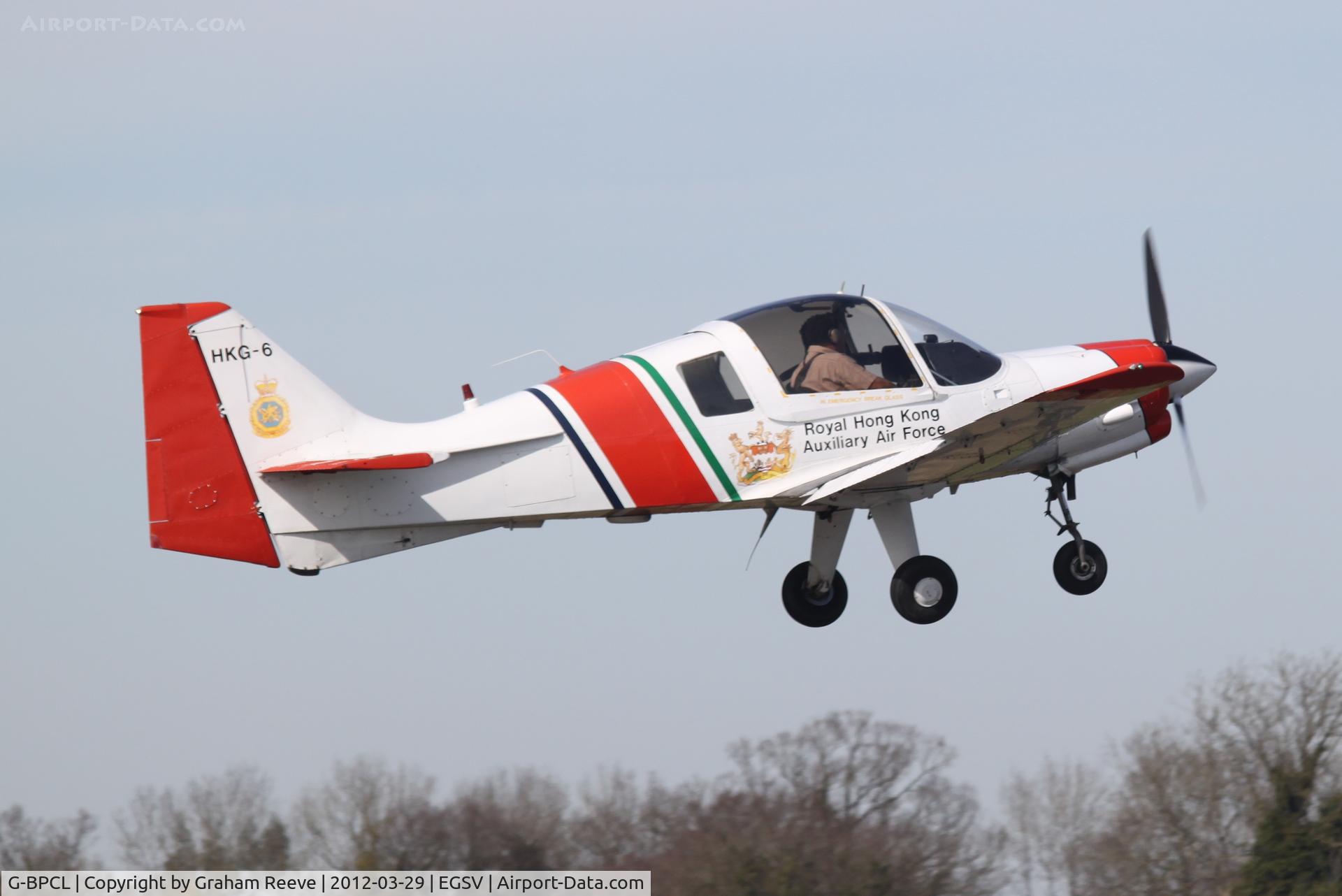 G-BPCL, 1977 Scottish Aviation Bulldog Series 120 Model 128 C/N BH120/393, Departing from Old Buckenham.