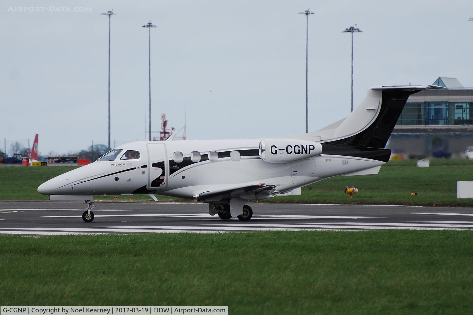 G-CGNP, 2010 Embraer EMB-500 Phenom 100 C/N 50000146, Departing off Rwy 28 at Dublin.