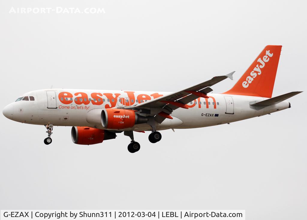 G-EZAX, 2006 Airbus A319-111 C/N 2818, Landing rwy 25R