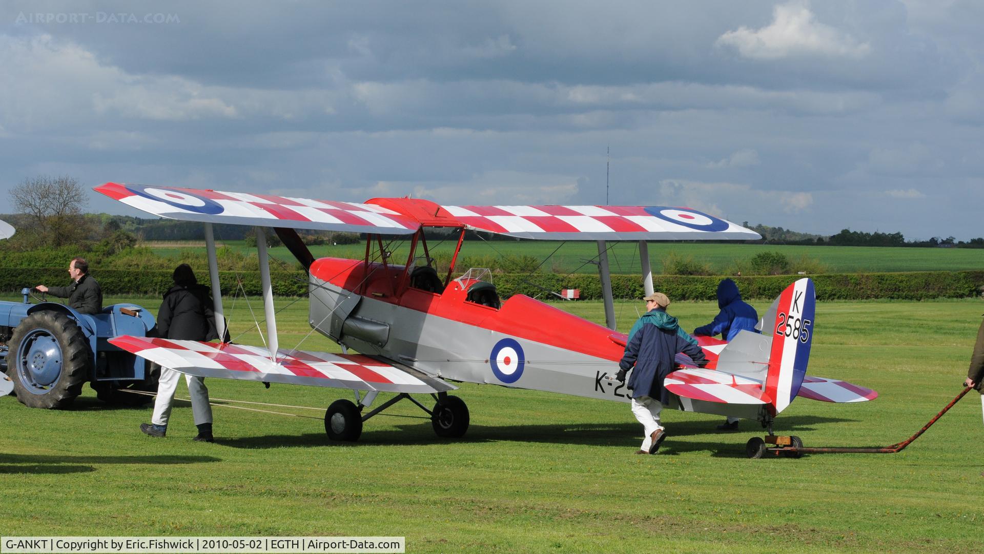 G-ANKT, 1942 De Havilland DH-82A Tiger Moth II C/N 85087, 4. DH82A Tiger Moth returning to the hangers at an unusualy cold, blustery Shuttleworth Spring Air Display