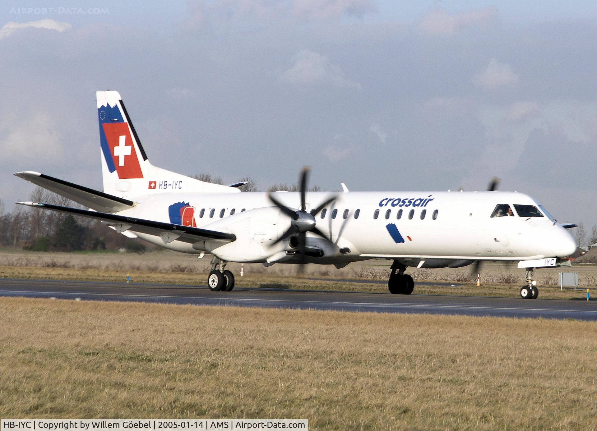 HB-IYC, 1998 Saab 2000 C/N 2000-058, Taxi to the gate of Schiphol Airport