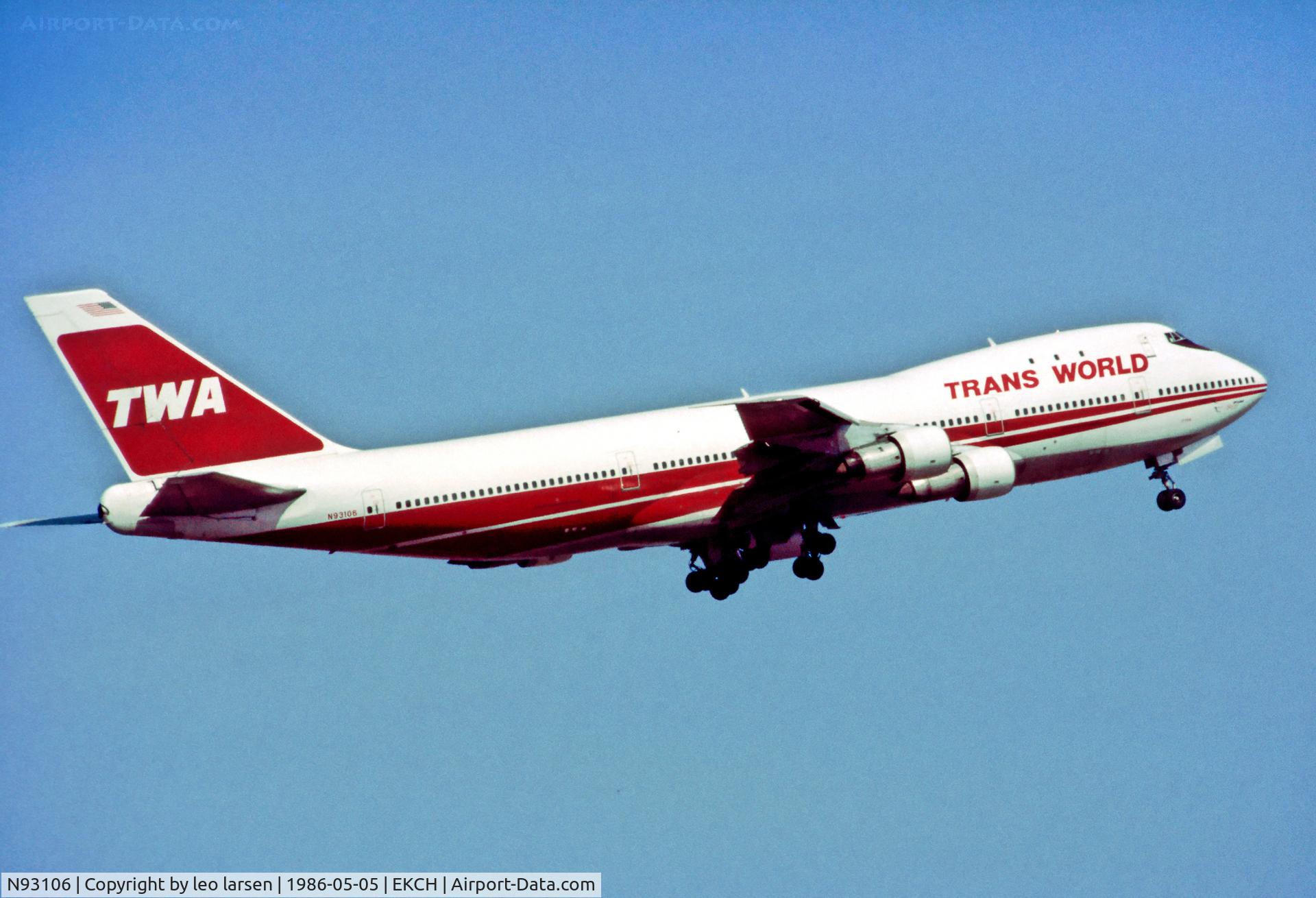 N93106, 1970 Boeing 747-131 C/N 19672, T/O Copenhagen Kastrup 5.5.86