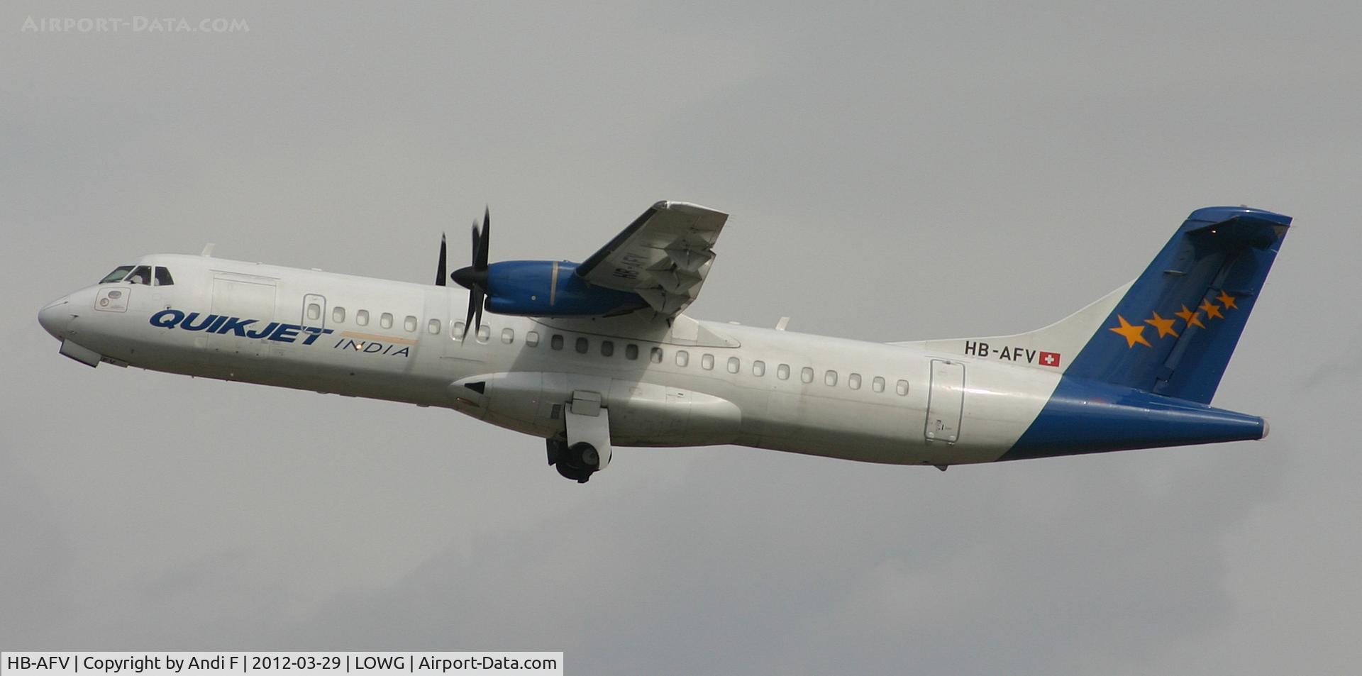 HB-AFV, 1992 ATR 72-202 C/N 341, Quikjet India Aerospatiale ATR-72-202