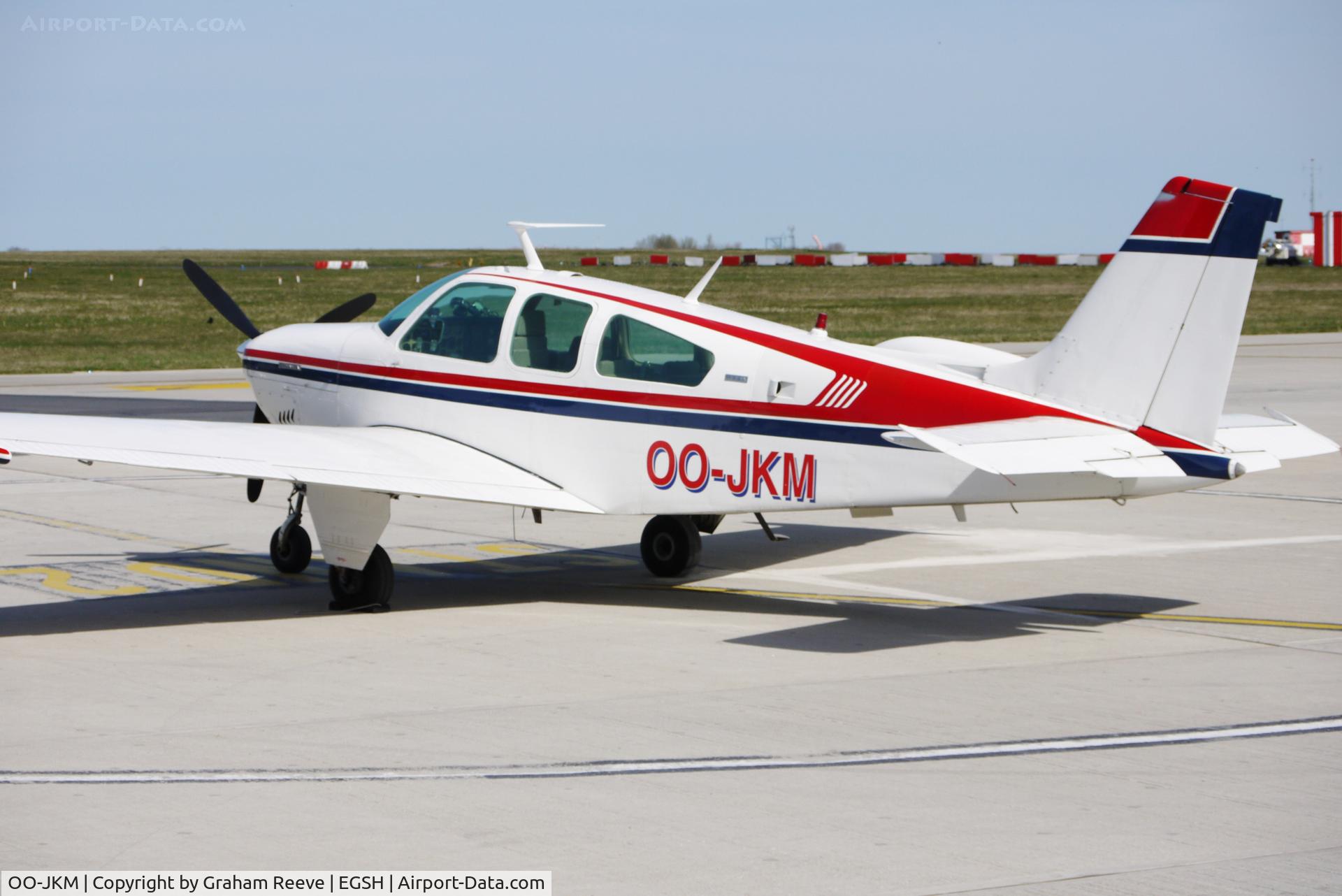 OO-JKM, 1974 Beech F33A Bonanza C/N CE487, Parked in the sun.