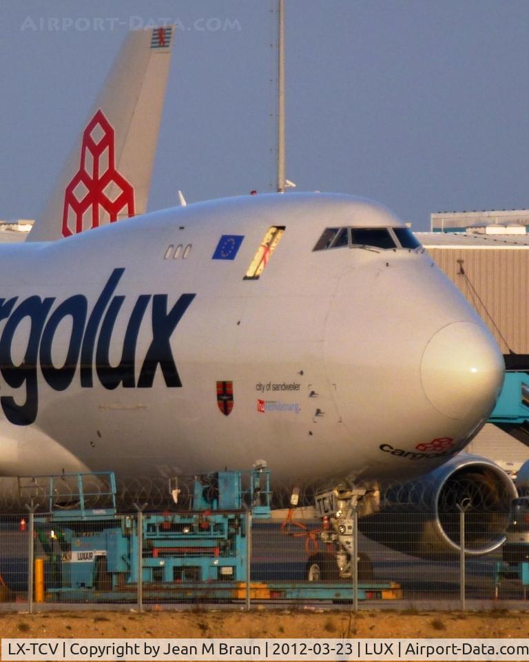 LX-TCV, 2002 Boeing 747-4R7F/SCD C/N 30401, LX-TCV nose & LX-WCV tail. Qatar Airways, new shareholder, bad omen for Cargolux.