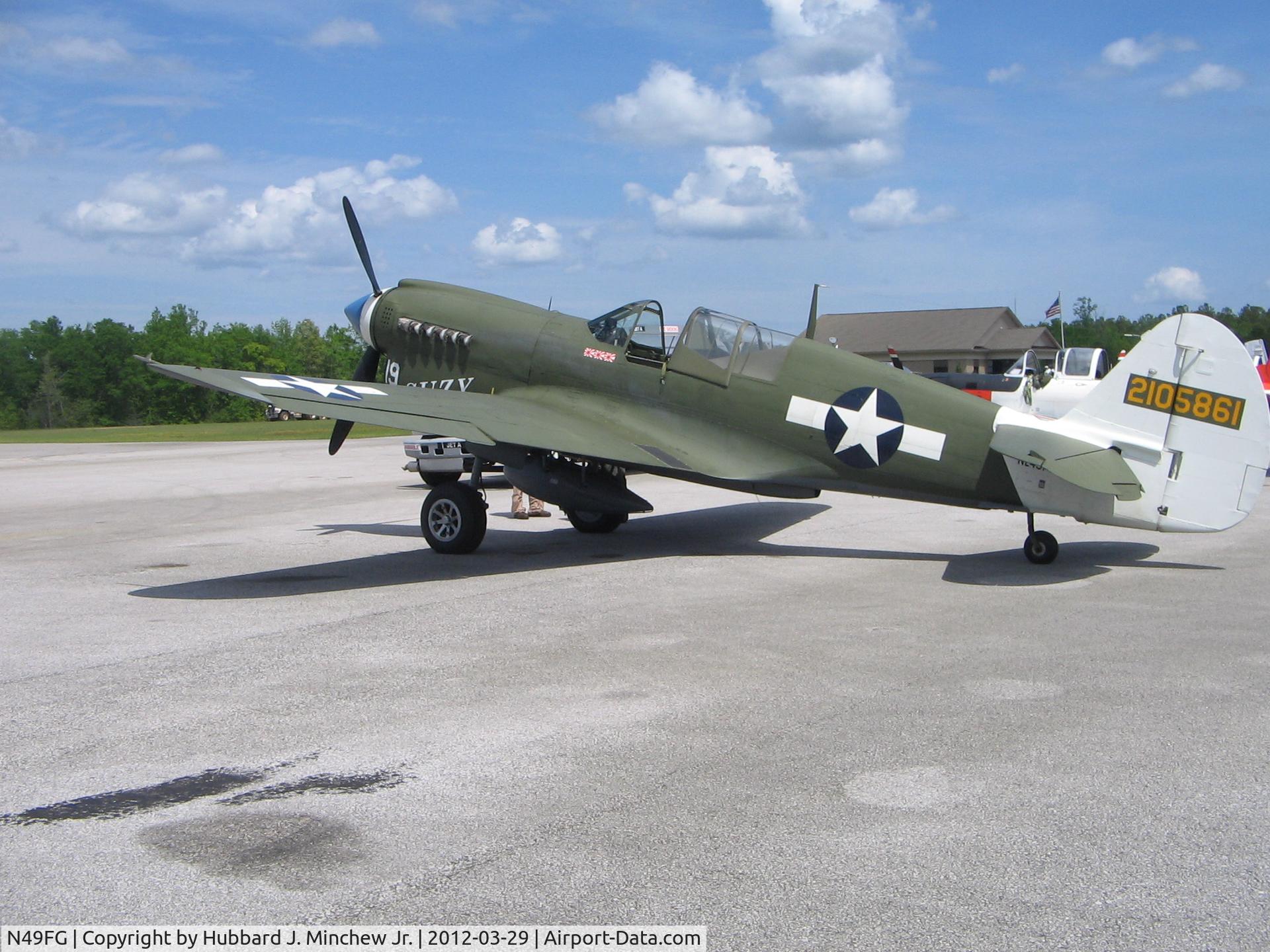 N49FG, 1943 Curtiss P-40N Warhawk C/N 29623, Stop for gas.   Bay Minette,Ala. AIRPORT.
HAVE MORE PICTURES.