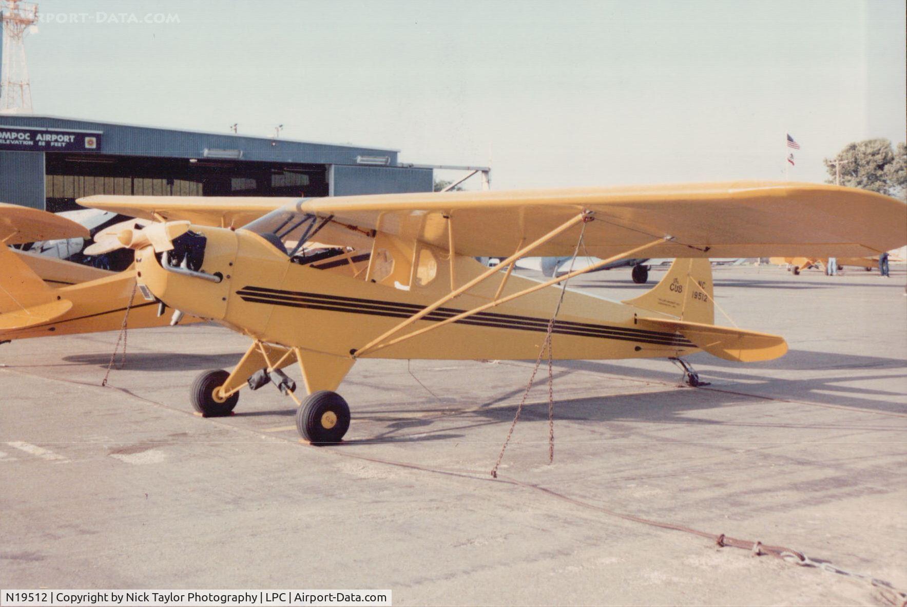 N19512, 1937 Taylor J-2 Cub C/N 1712, Lompoc Cub fly in early 90's