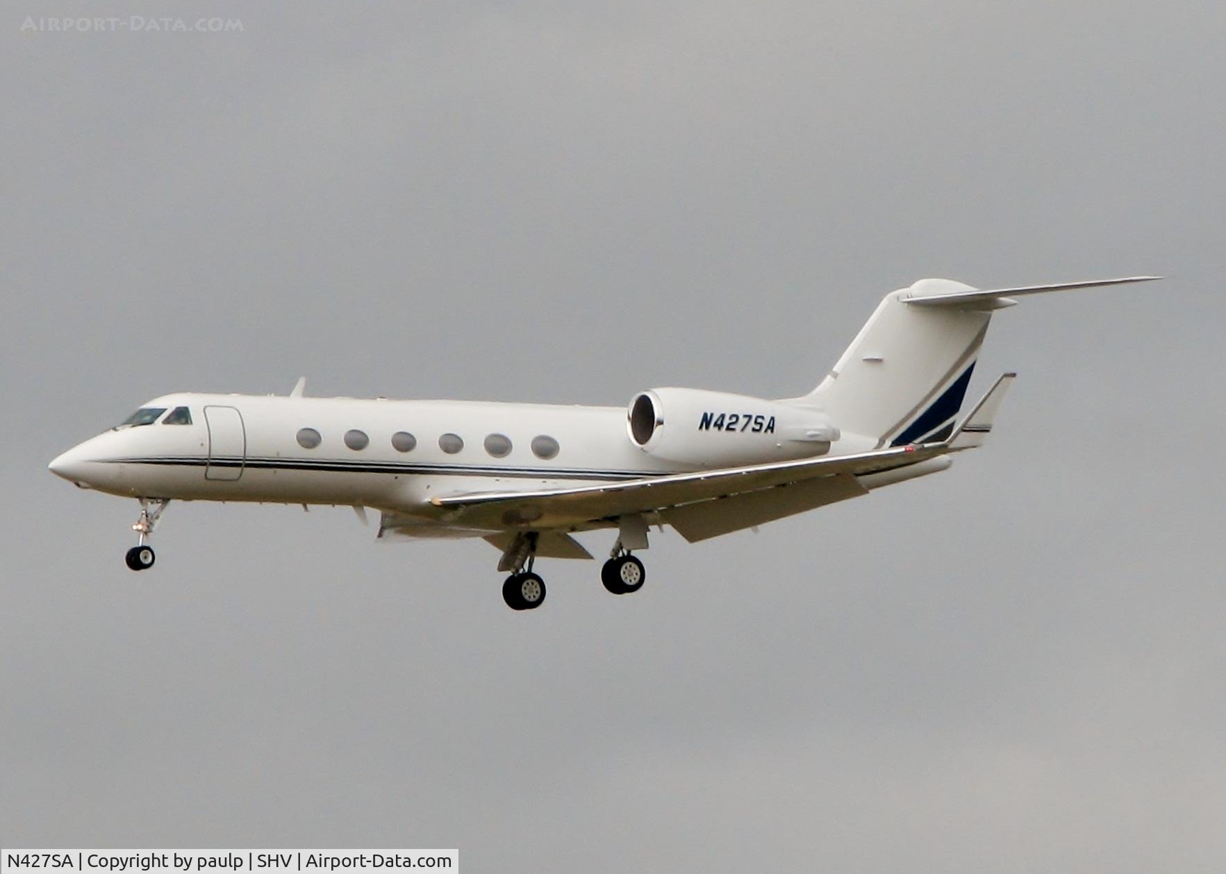 N427SA, 1997 Gulfstream Aerospace G-IV C/N 1314, Landing at Shreveport Regional.