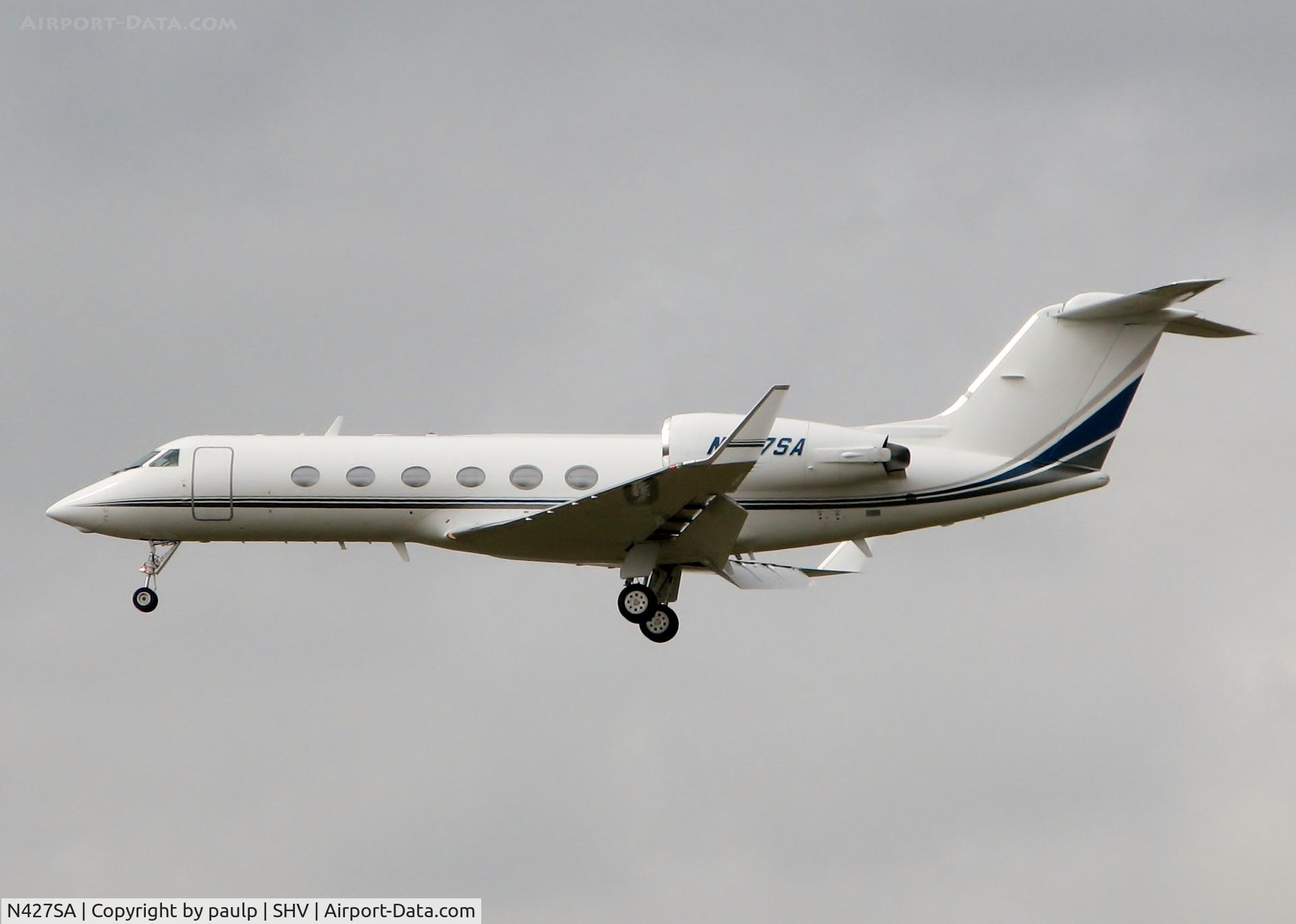 N427SA, 1997 Gulfstream Aerospace G-IV C/N 1314, Landing at Shreveport Regional.