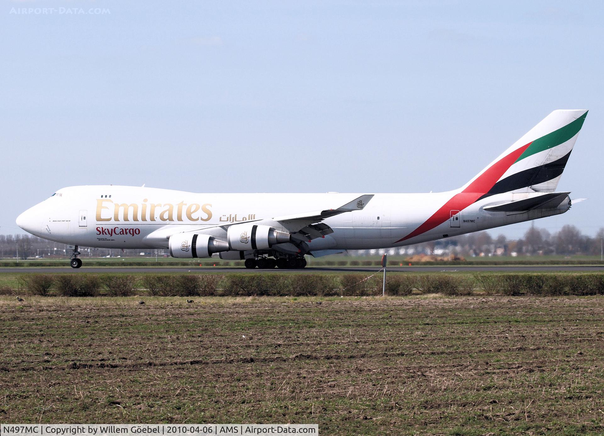 N497MC, 1999 Boeing 747-47UF C/N 29258, Landing on runway R18 of Schiphol Airport