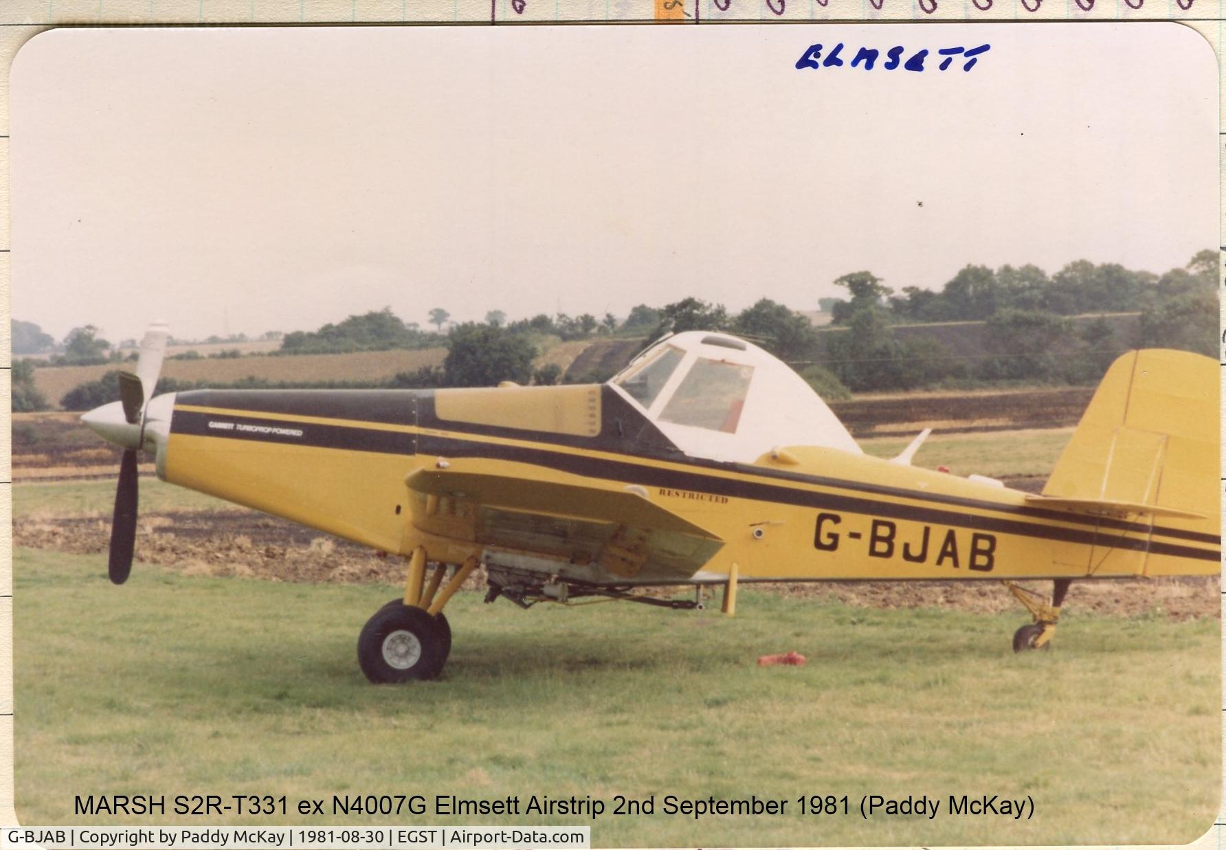 G-BJAB, 1980 Ayres S2R Thrush Commander Thrush Commander C/N 2513R, Ayres S2R which was converted to a Marsh S2R-T331 Thrush by Marsh Aviation. P&W 1340 radial removed and replaced by Garrett TPE-331 Turboprop