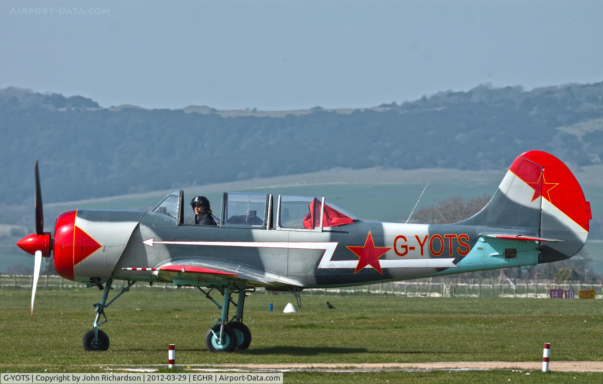 G-YOTS, 1990 Bacau Yak-52 C/N 9010308, Visiting EGHR