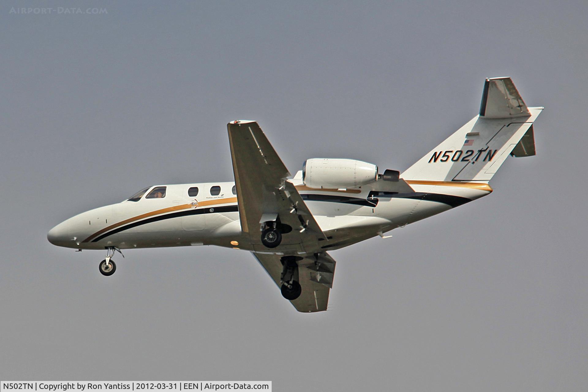N502TN, 2002 Cessna 525 CitationJet CJ1 C/N 525-0505, Straight in final runway 02, Dillant-Hopkins Airport, Keene, NH