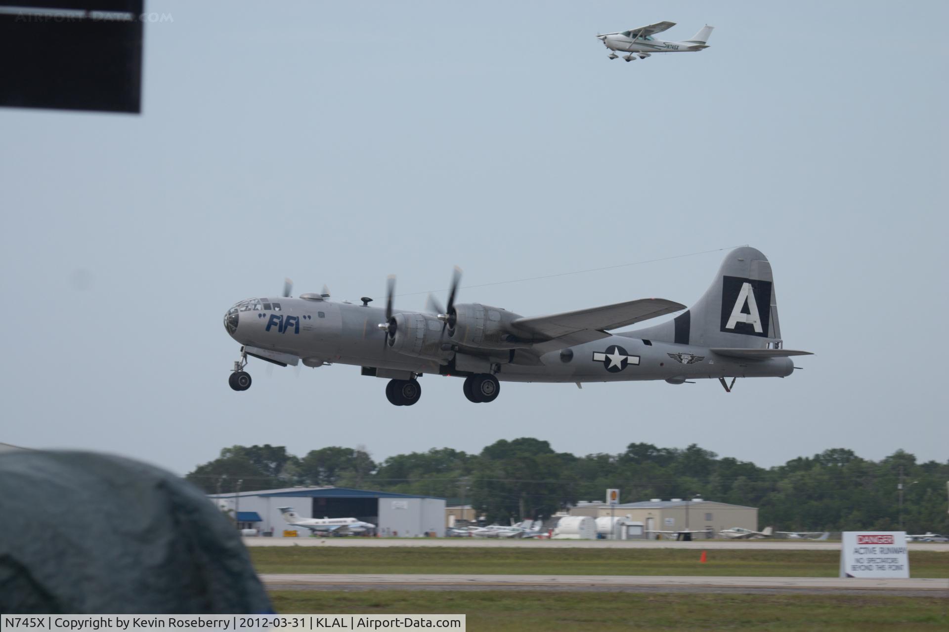 N745X, 1968 Cessna 182L Skylane C/N 18258933, N745X in the pattern with B-29 