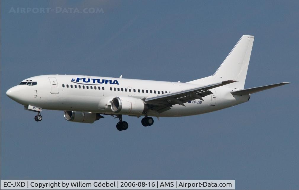 EC-JXD, 1987 Boeing 737-33A C/N 23633, Landing on runway C18 of Schiphol Airport