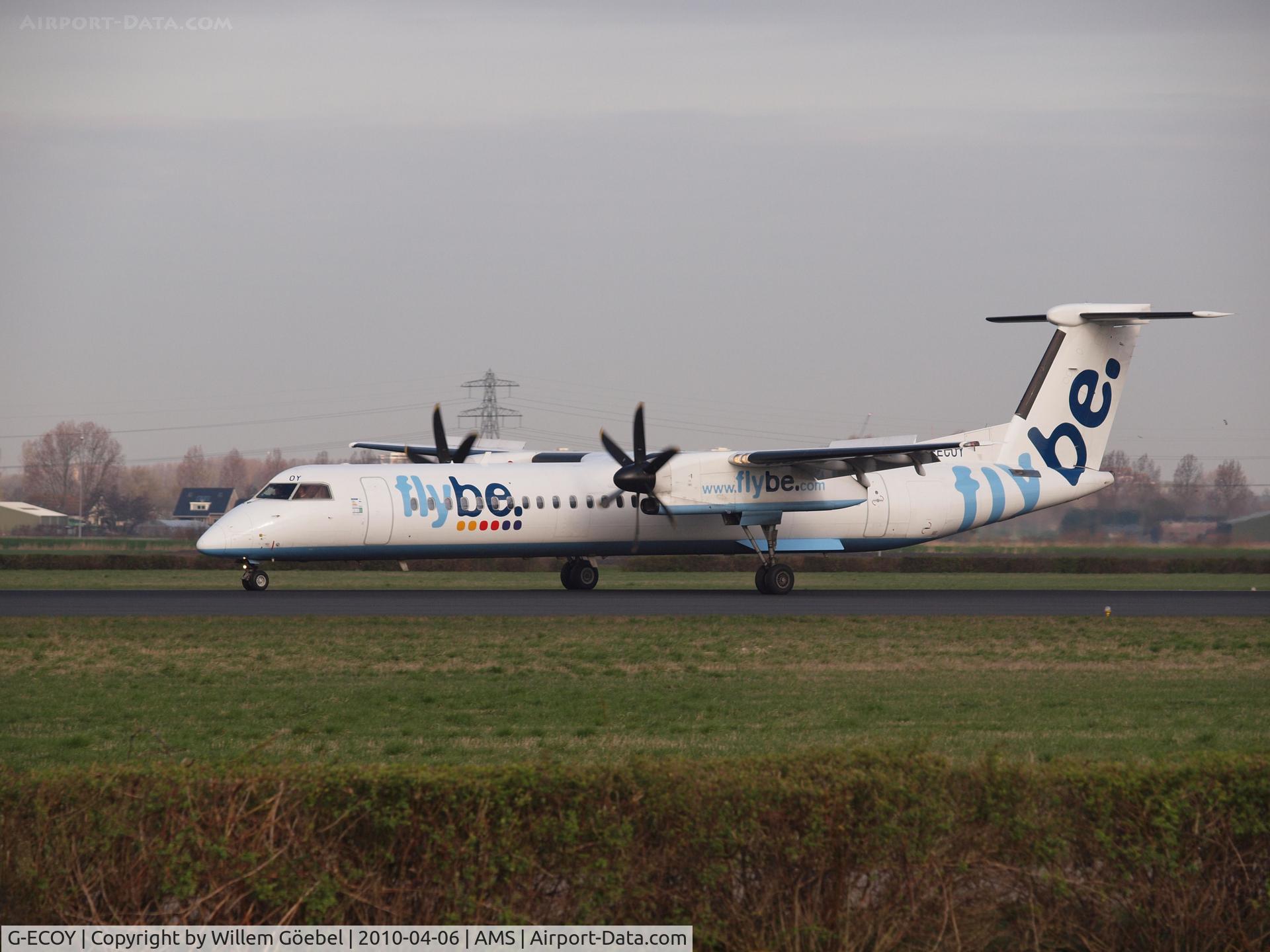 G-ECOY, 2000 De Havilland Canada DHC-8-402Q Dash 8 C/N 4022, Landing on runway R18 of Schiphol Airport
