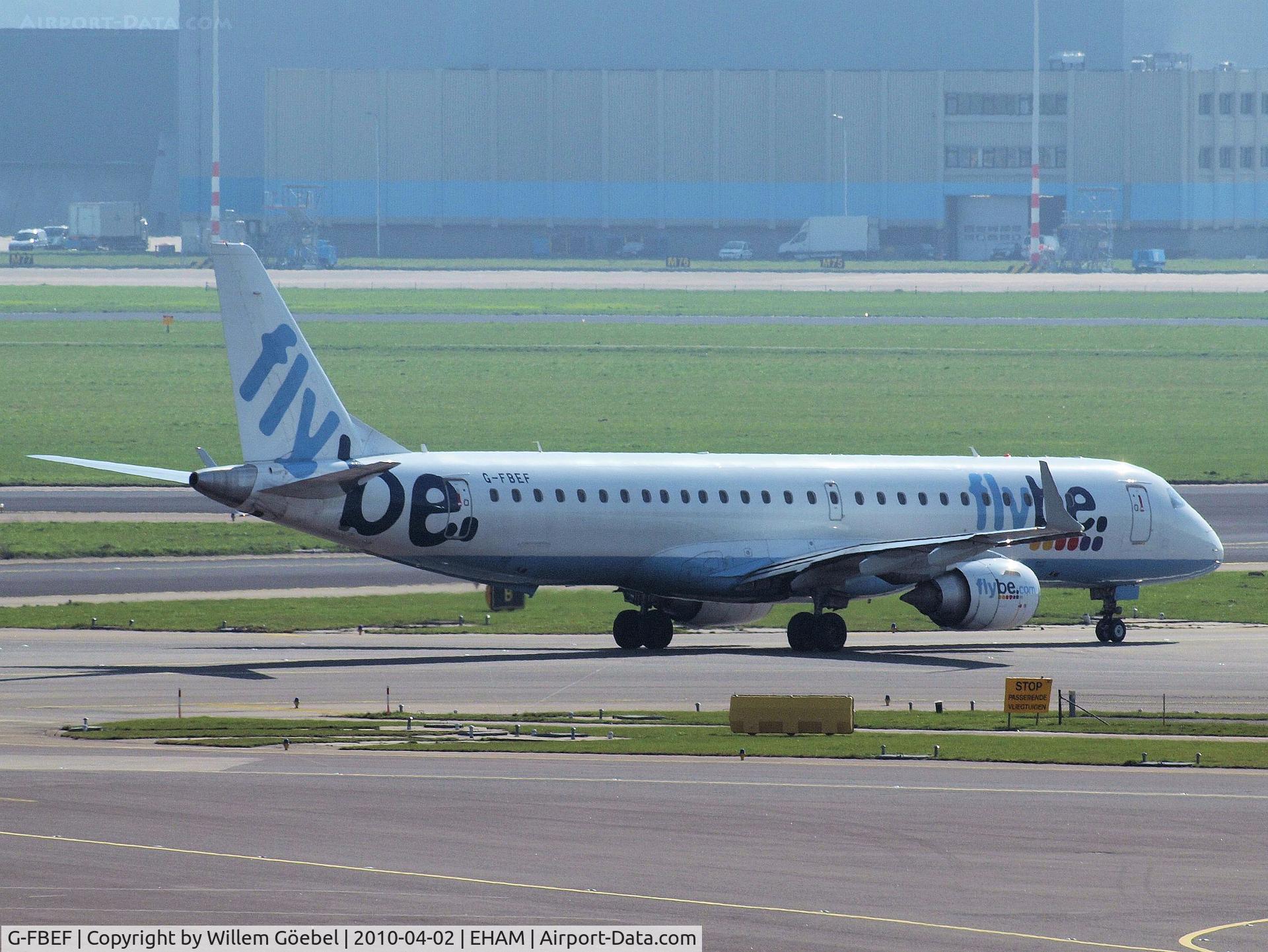 G-FBEF, 2007 Embraer 195LR (ERJ-190-200LR) C/N 19000104, Ready for take off from runway 24 of Schiphol Airport