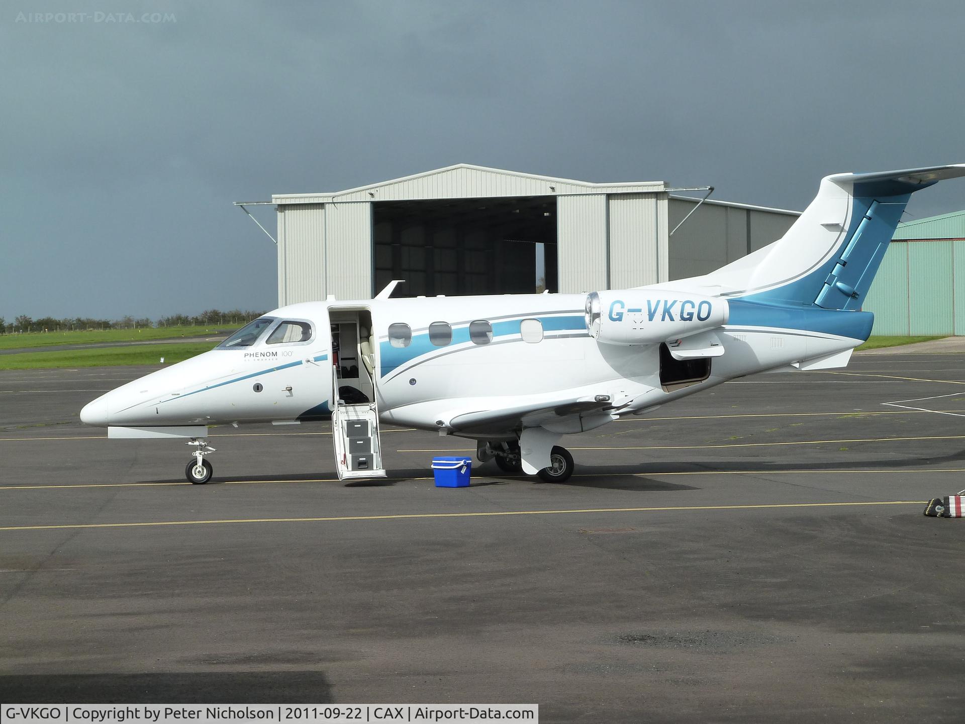 G-VKGO, 2010 Embraer EMB-500 Phenom 100 C/N 50000145, Embraer Phenom 100 visiting Carlisle Airport in September 2011.