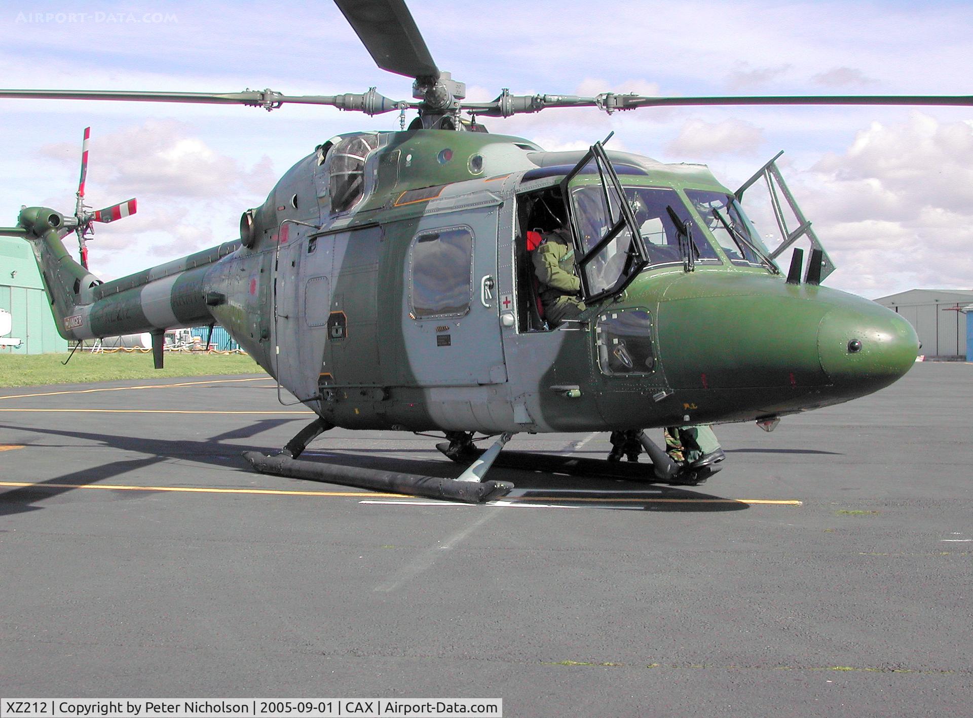 XZ212, 1979 Westland Lynx AH.7 C/N 129, Lynx AH.7, callsign Army Air 916, of 672 Squadron as seen at Carlisle Airport in September 2005.