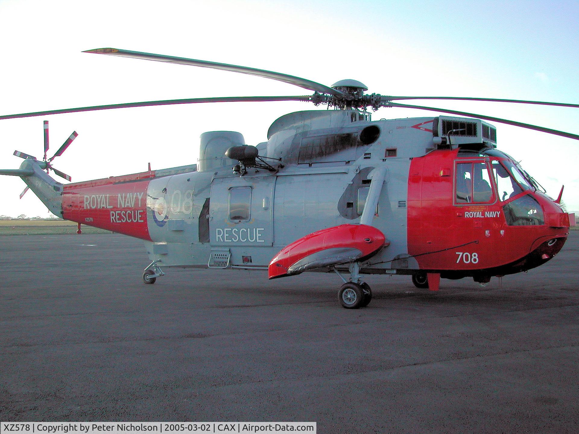 XZ578, 1976 Westland Sea King HU.5SAR C/N WA846, Sea King HU.5SAR, callsign Navy 178, of 771 Squadron at Prestwick as seen at Carlisle Airport in March 2005.