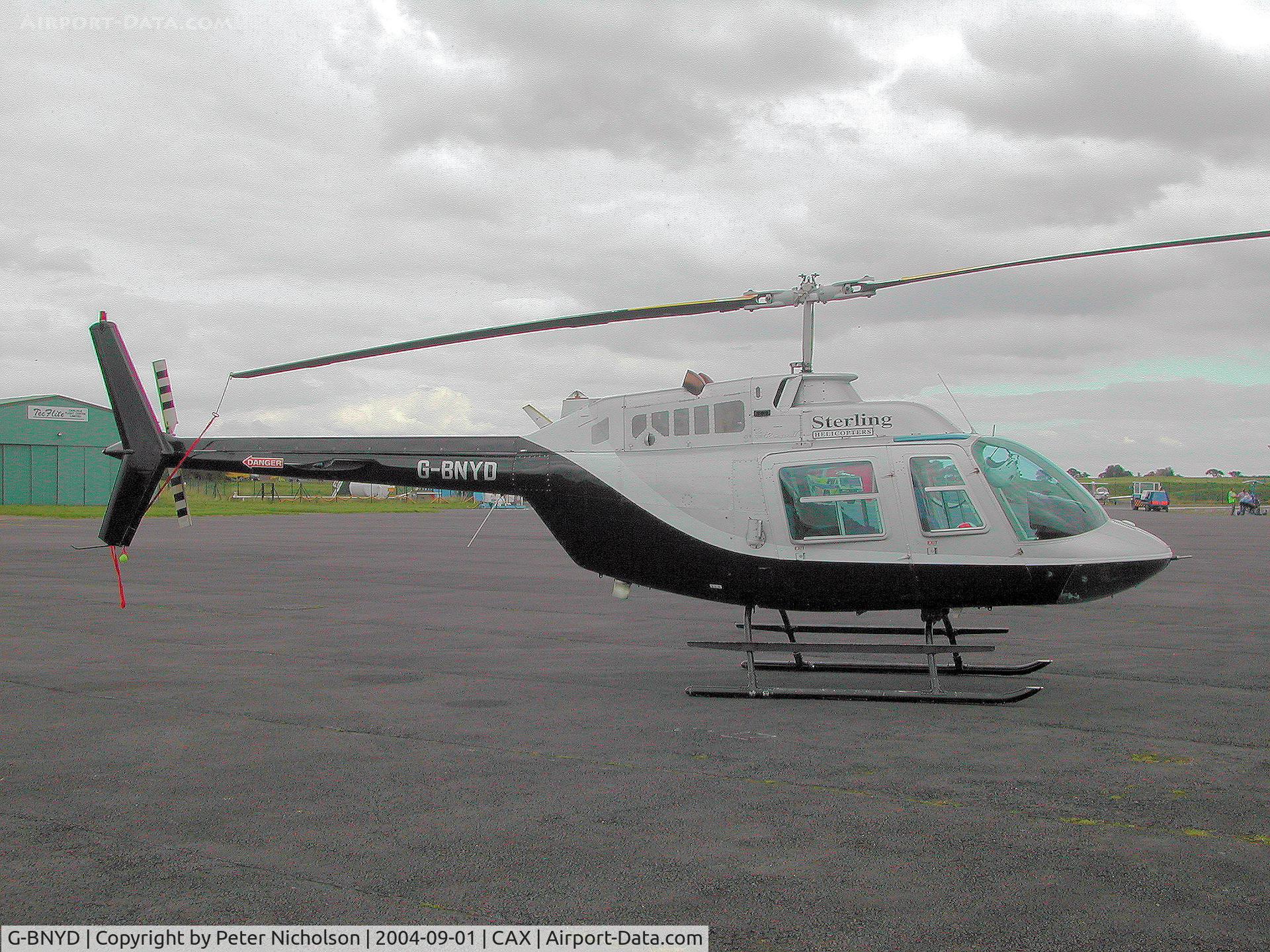 G-BNYD, 1976 Bell 206B JetRanger III C/N 1911, Bell JetRanger III of Sterling Helicopters as seen at Carlisle Airport in September 2004.
