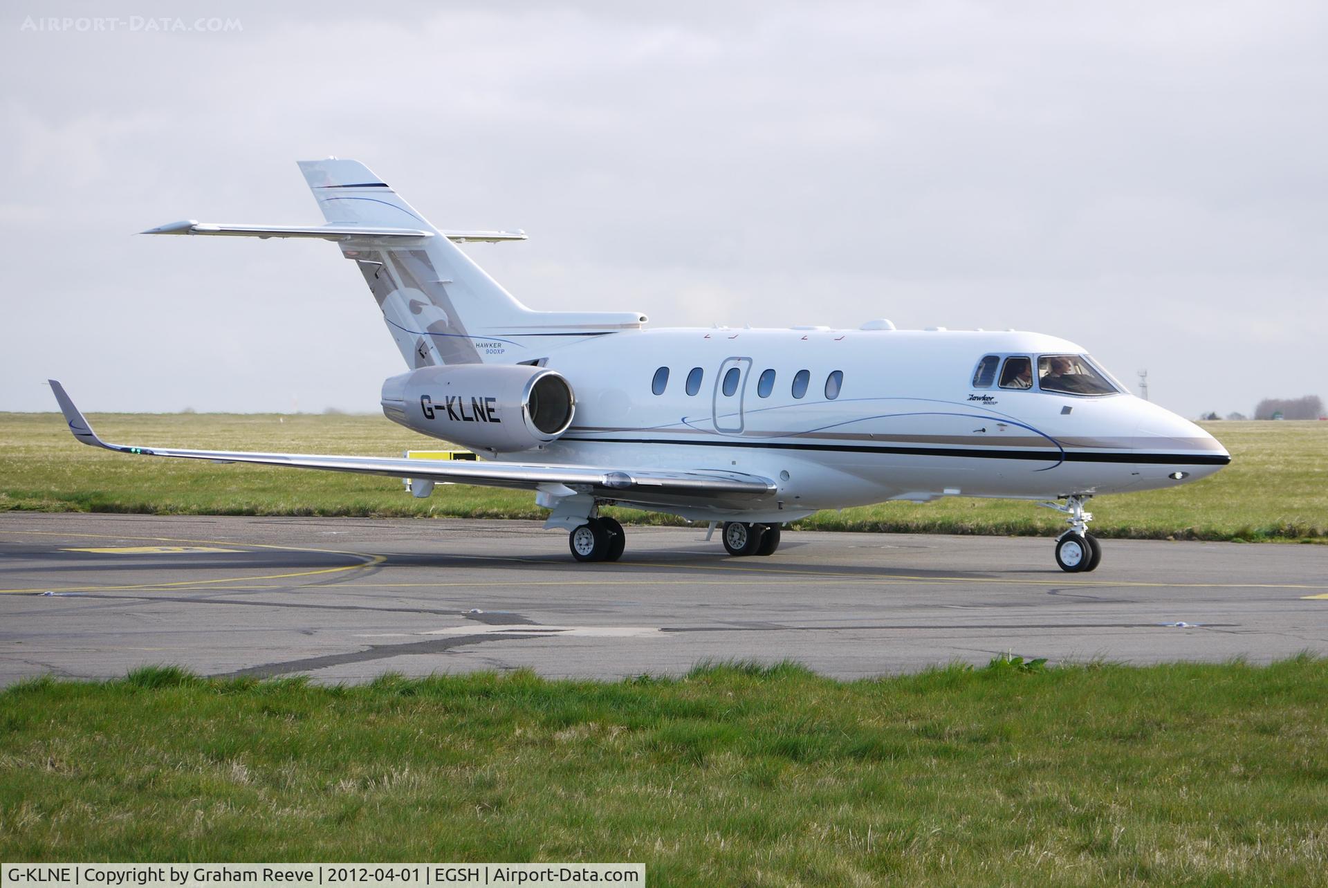 G-KLNE, 2011 Hawker Beechcraft 900XP C/N HA-0186, Departing from Norwich.