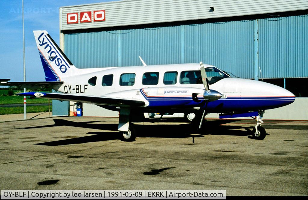 OY-BLF, 1975 Piper PA-31-350 Navajo Chieftain Chieftain C/N 31-7552114, Roskilde Denmark 9.5.91