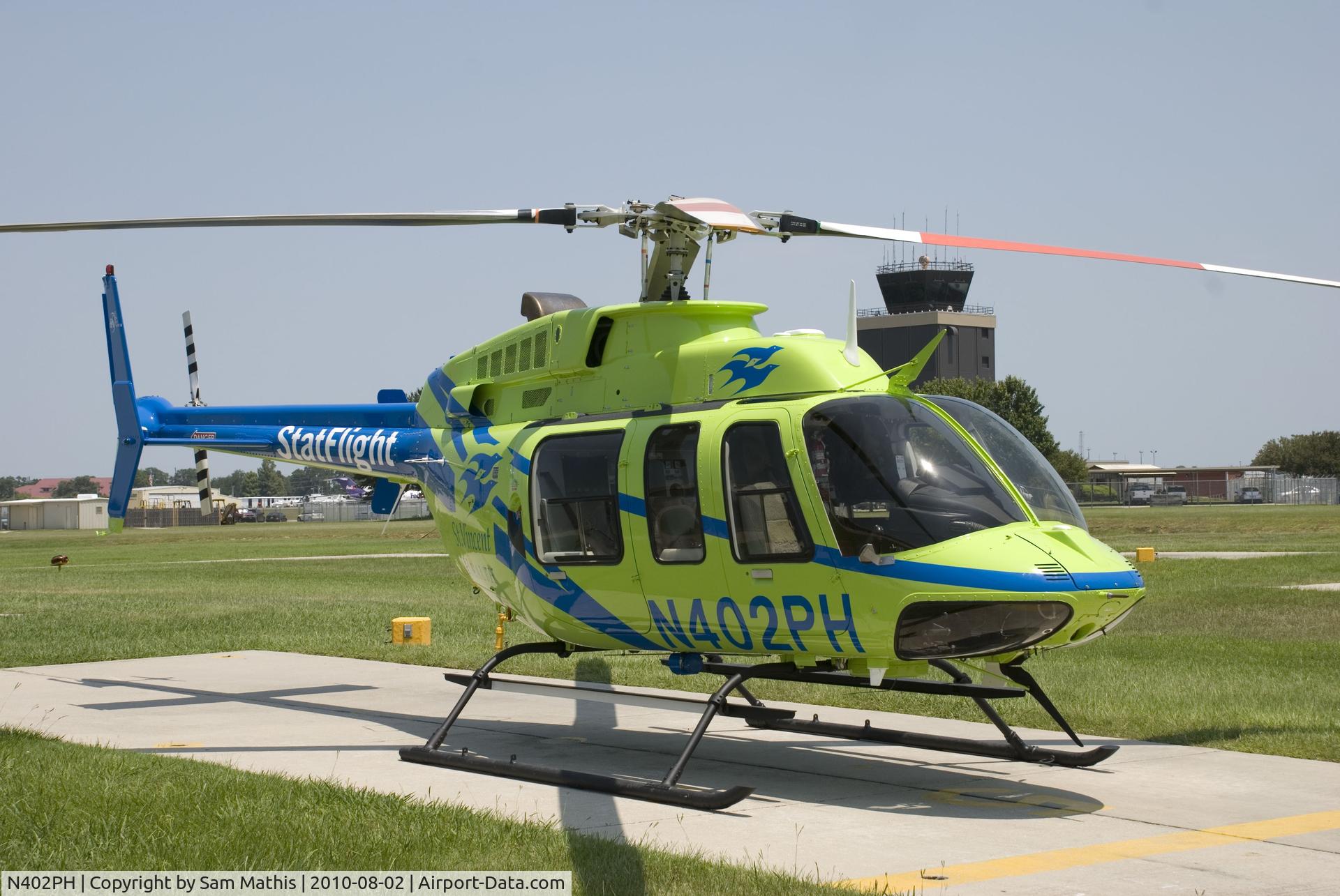 N402PH, 1997 Bell 407 C/N 53159, Owned by PHI, Inc. Operated by PHI Air Medical, LLC for St. Vincent Health. Call sign: StatFlight 2