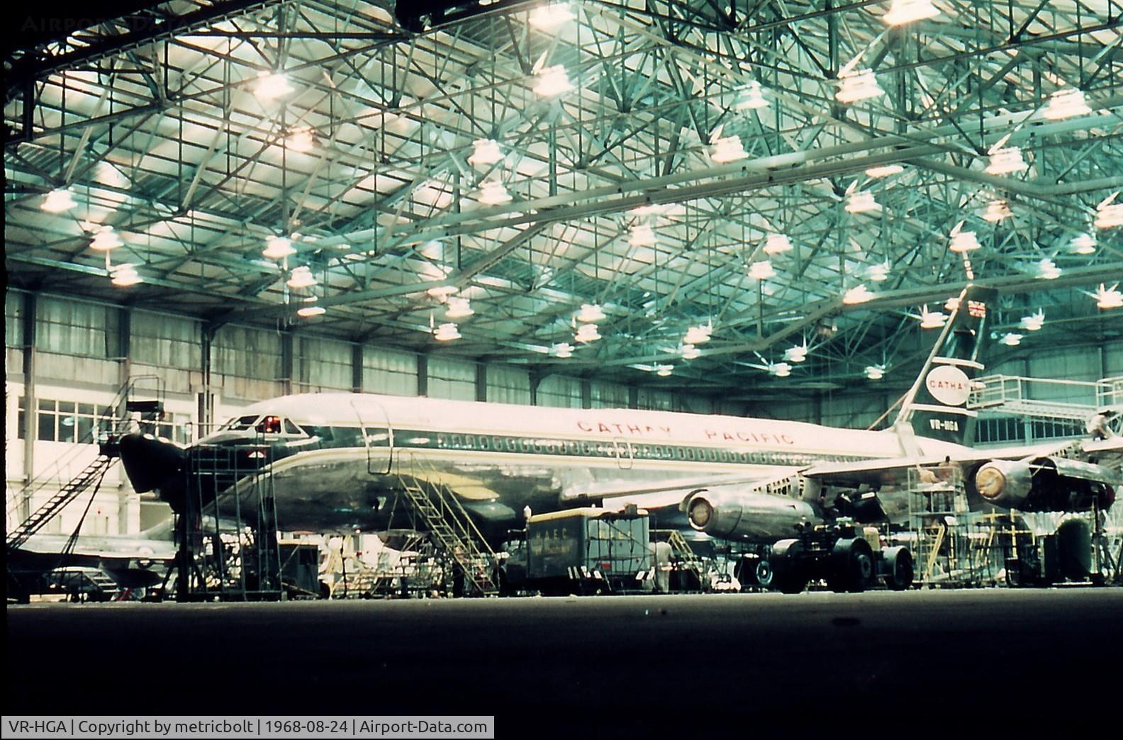 VR-HGA, 1961 Convair 880-22M-4 C/N 22-00-44M, Maintenance at the HAECO hangar,Kai Tak airport,Hongkong.