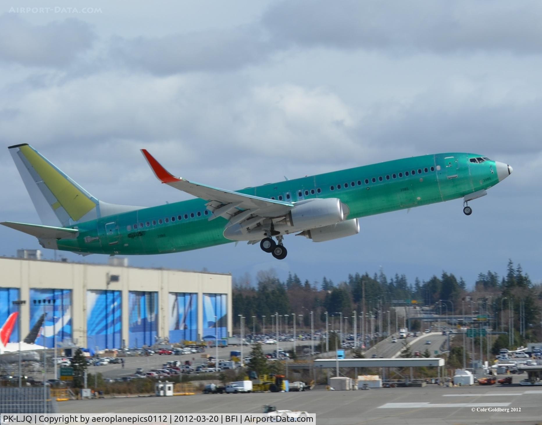 PK-LJQ, 2012 Boeing 737-8GP C/N 38317, PK-LJQ completes flight testing at KBFI, March 20th, 2012.