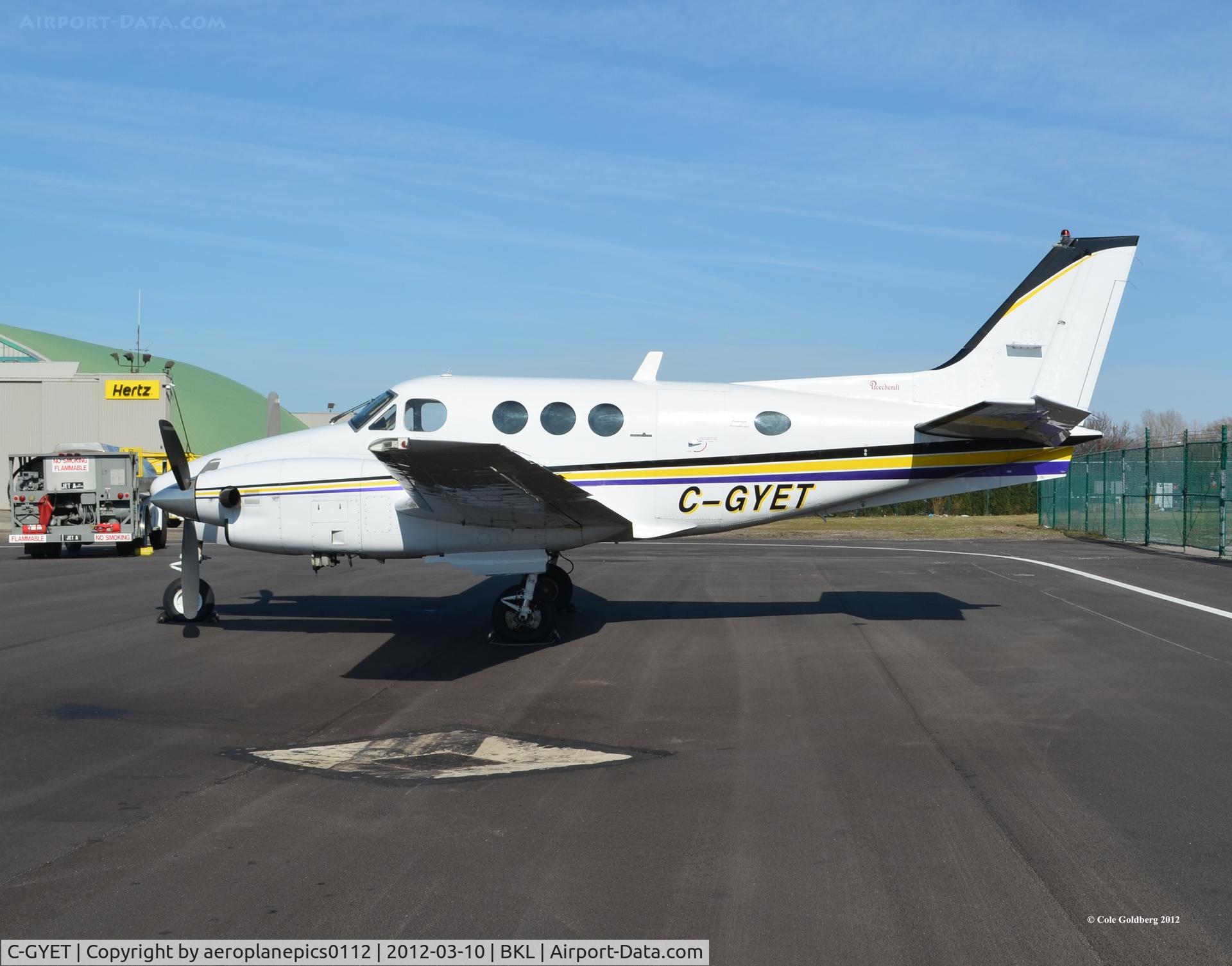 C-GYET, 1981 Beech C90 King Air C/N LJ-967, C-GYET owned by Evertz Microsystems Ltd. of Burlington, Ontario, Canada, has been parked at Burke Lakefront International Airport for quite sometime.