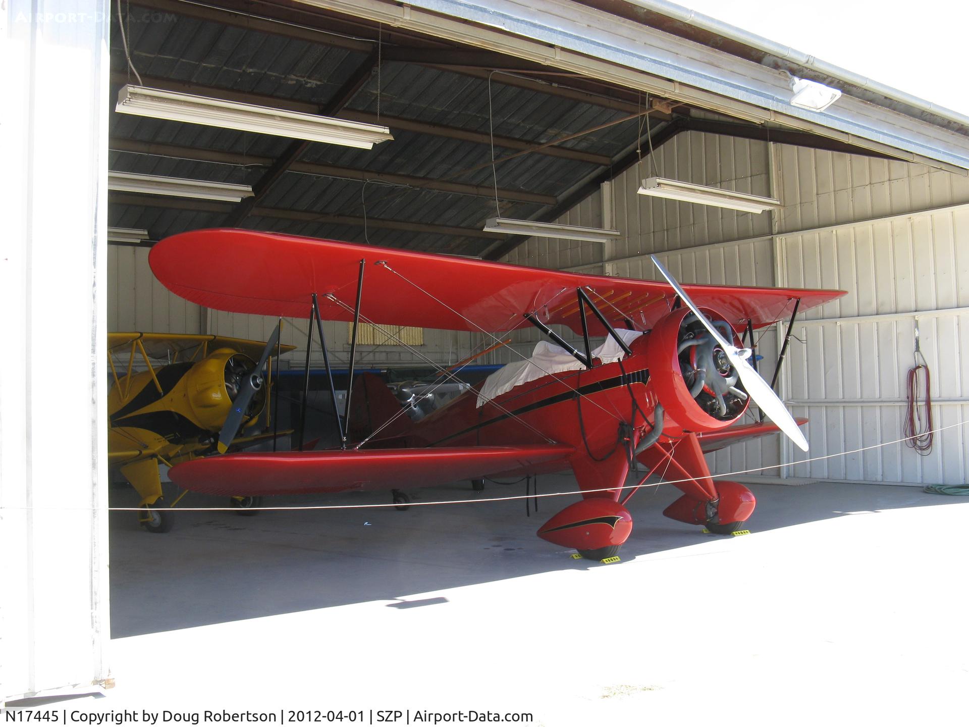 N17445, 1931 Waco QCF C/N 3496, 1931 Waco QCF as NC17445, Continental W670 165 Hp radial, NACA Clark Y airfoils, 4 ailerons, 3 place. One of just 34 built. Cowl speed ring was an option. Original price $4,985 faf.