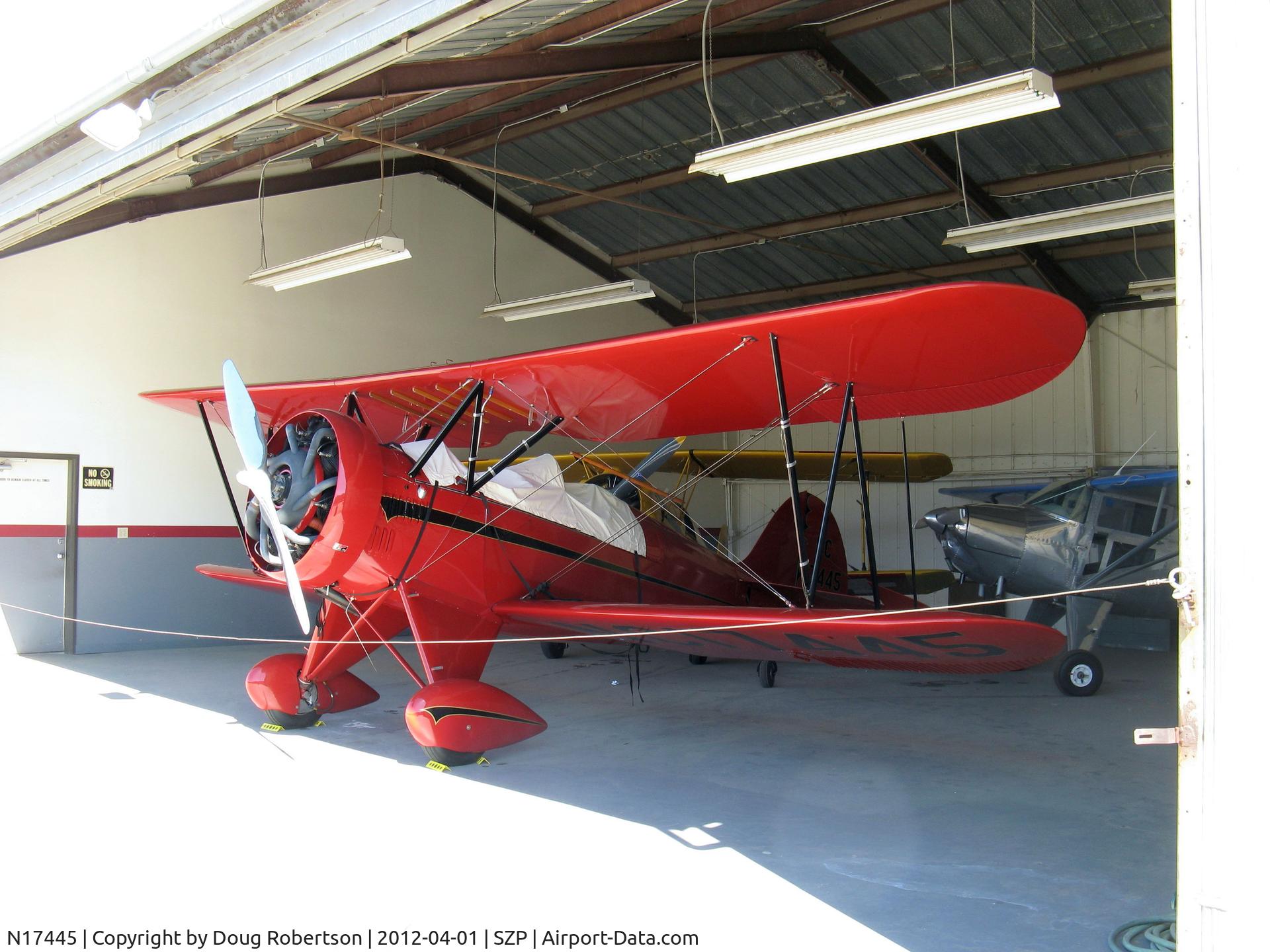 N17445, 1931 Waco QCF C/N 3496, 1931 Waco QCF as NC17445, Continental W670 165 Hp radial, NACA Clark Y airfoils, 4 ailerons, 3 place, good short field performer. One of just 34 built. Original price $4.985 faf.