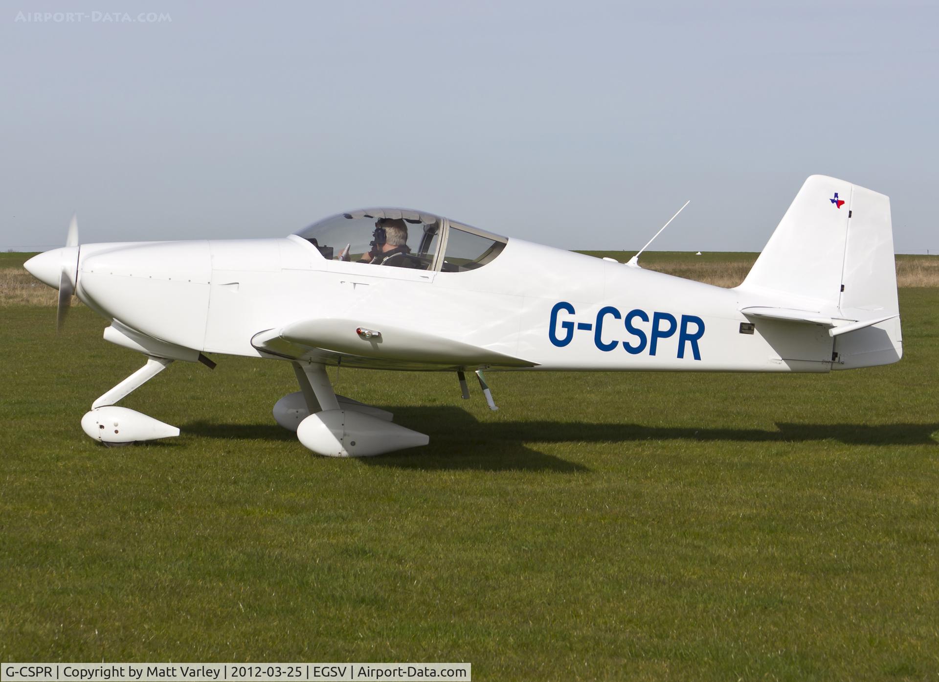 G-CSPR, 2000 Vans RV-6A C/N 25584, About to depart the fly in.