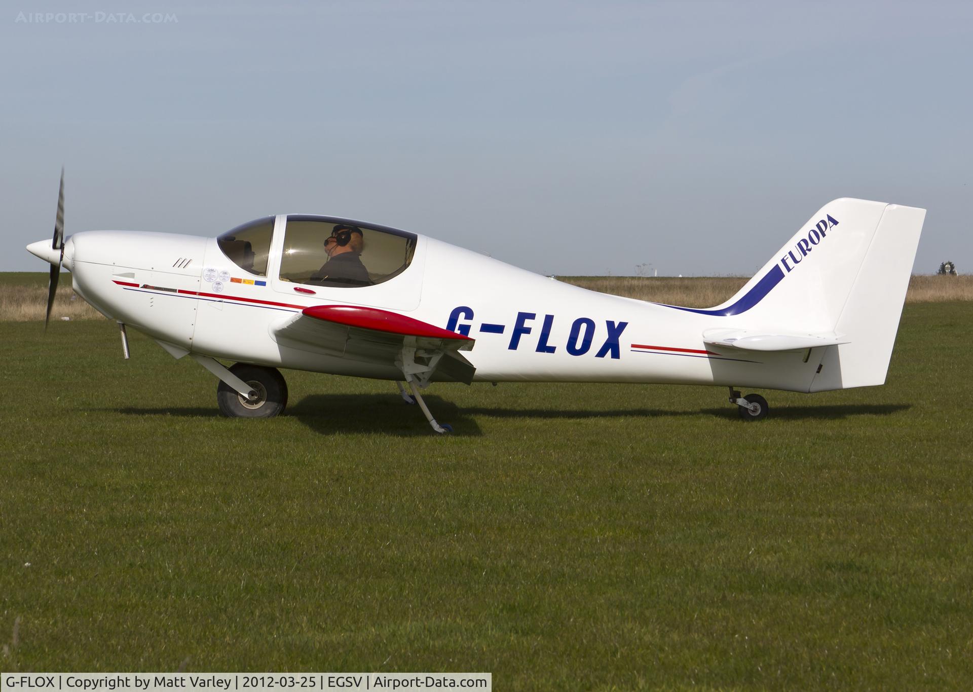 G-FLOX, 1998 Europa Monowheel C/N PFA 247-12732, About to depart the fly in.