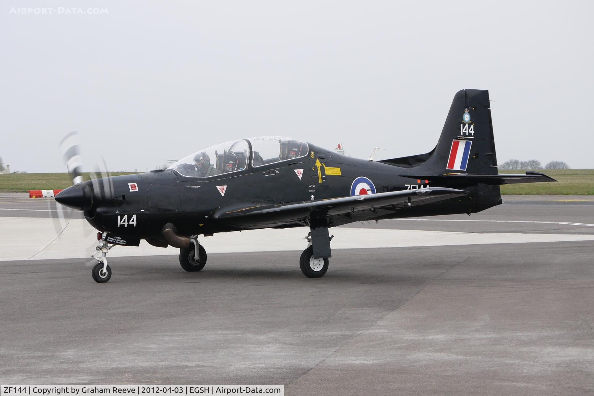 ZF144, 1988 Short S-312 Tucano T1 C/N S010/T10, Under going an engine run.