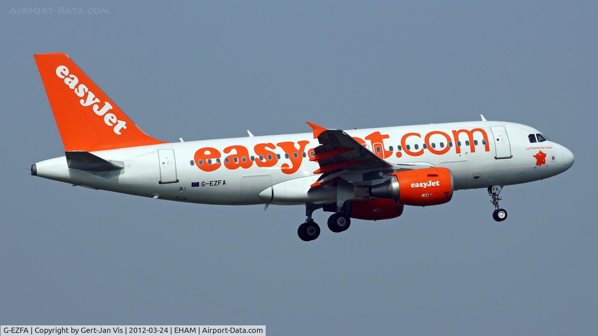 G-EZFA, 2009 Airbus A319-111 C/N 3788, with special La France titles