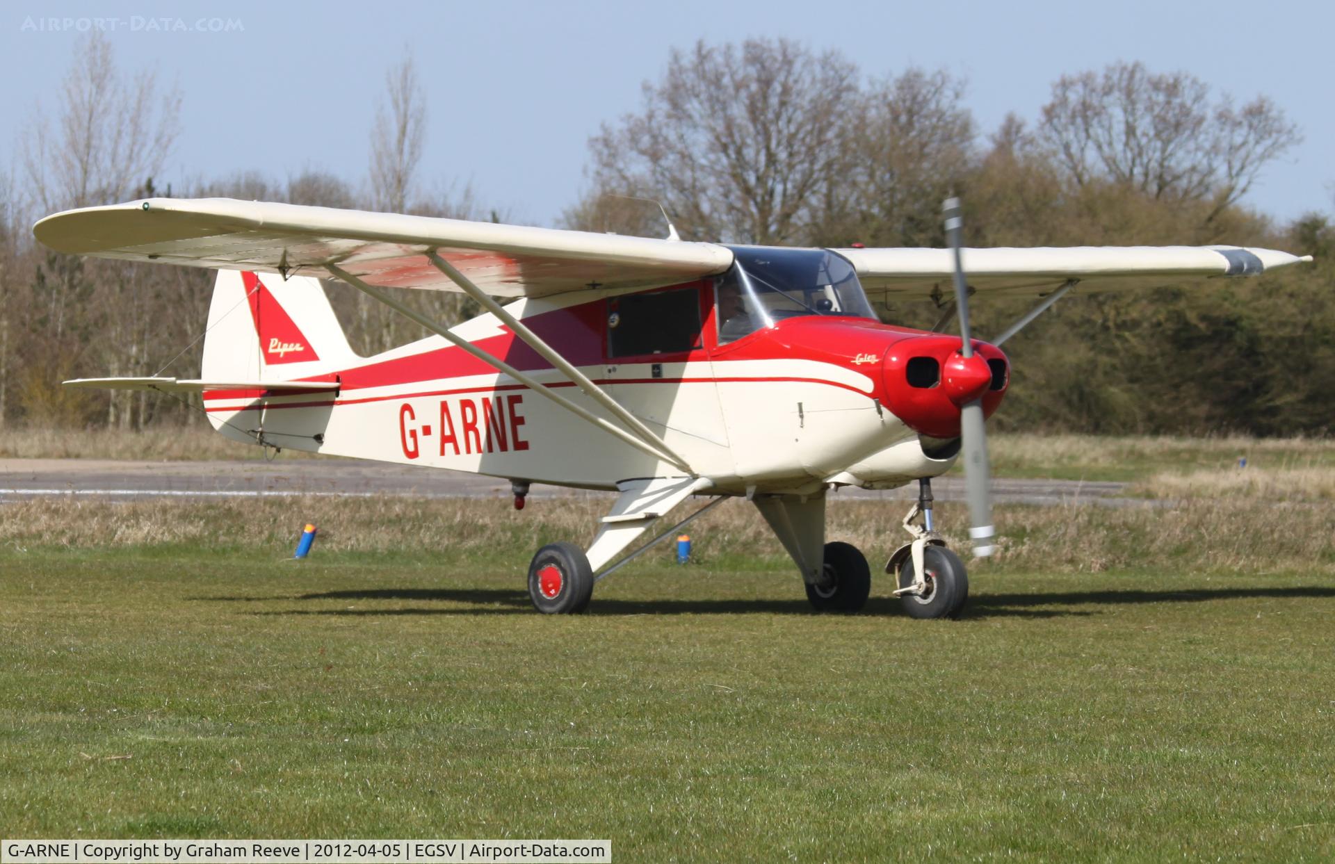 G-ARNE, 1961 Piper PA-22-108 Colt Colt C/N 22-8502, Just landed.